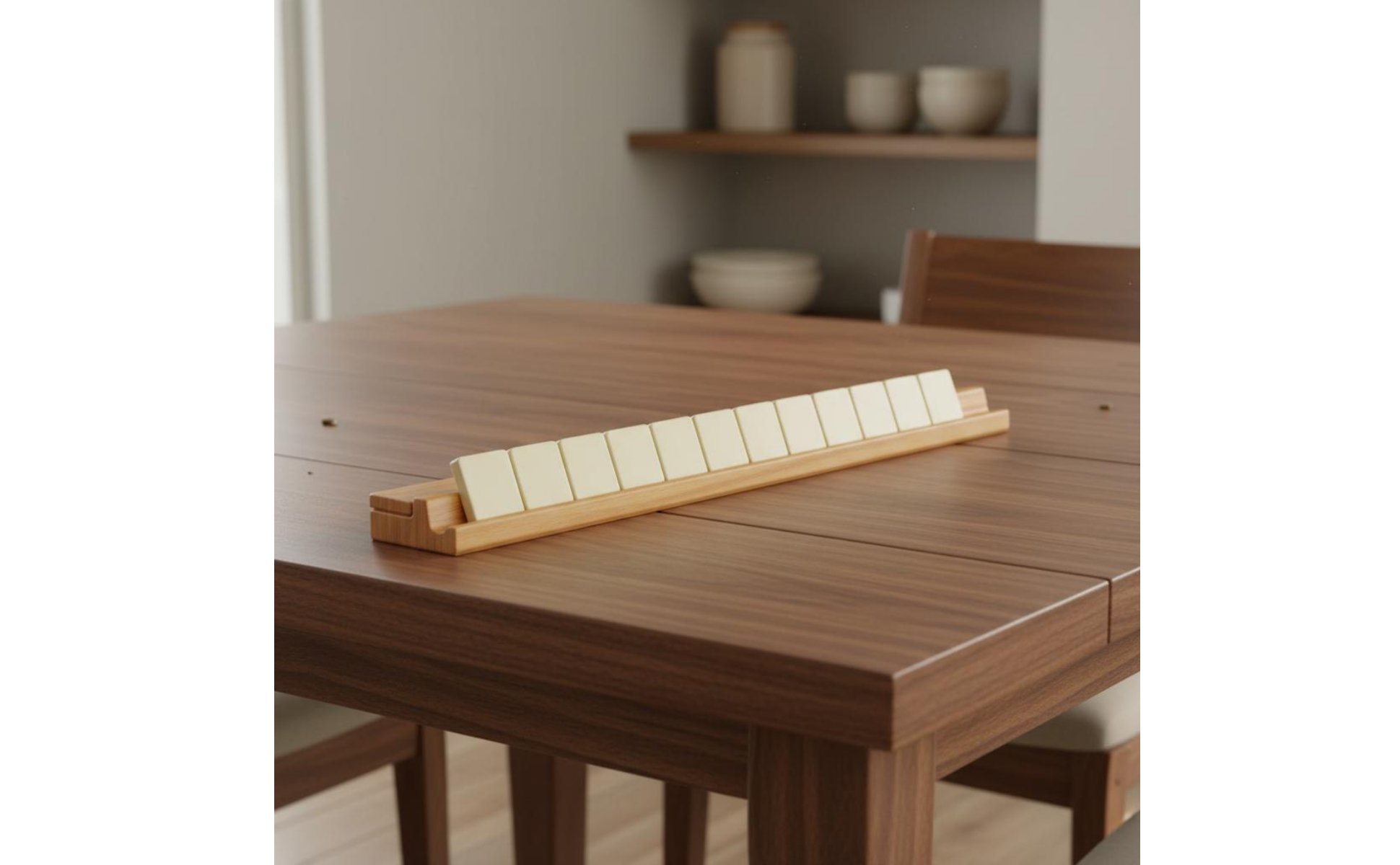Mahjong-Ablage aus Holz Massivholz hölzerner Spielsteinhalter-Ständer