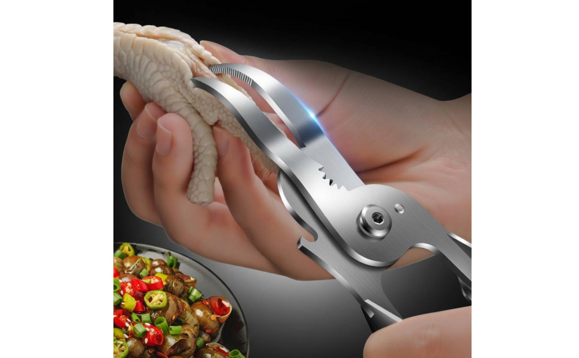 Chicken Feet Deboner 304 Stainless Steel Fowl Deboning Tool Serrated Grippers