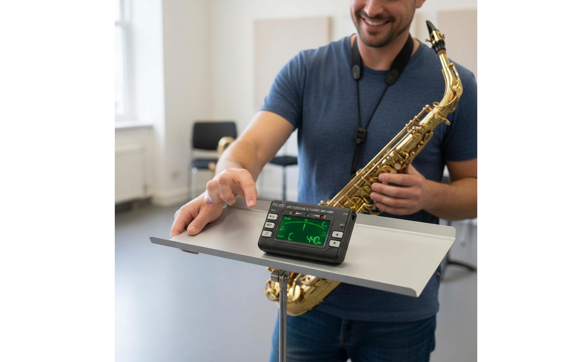 Wind Instrument Tuner Metronome 2-in-1 Saxophone Tuner Precise Calibration