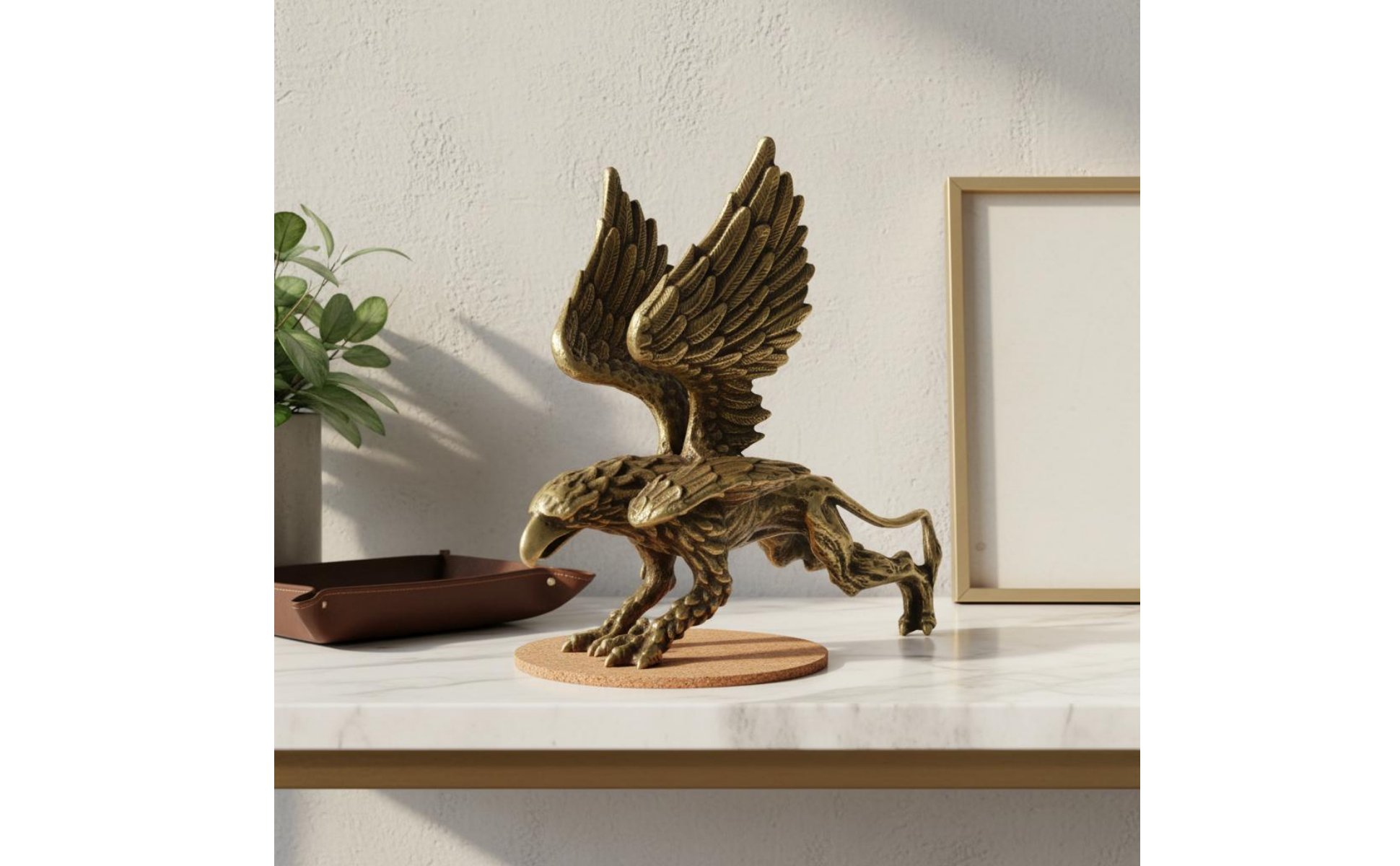 Brassfigur Greif Antik-Look Greifstatue Messingoptik