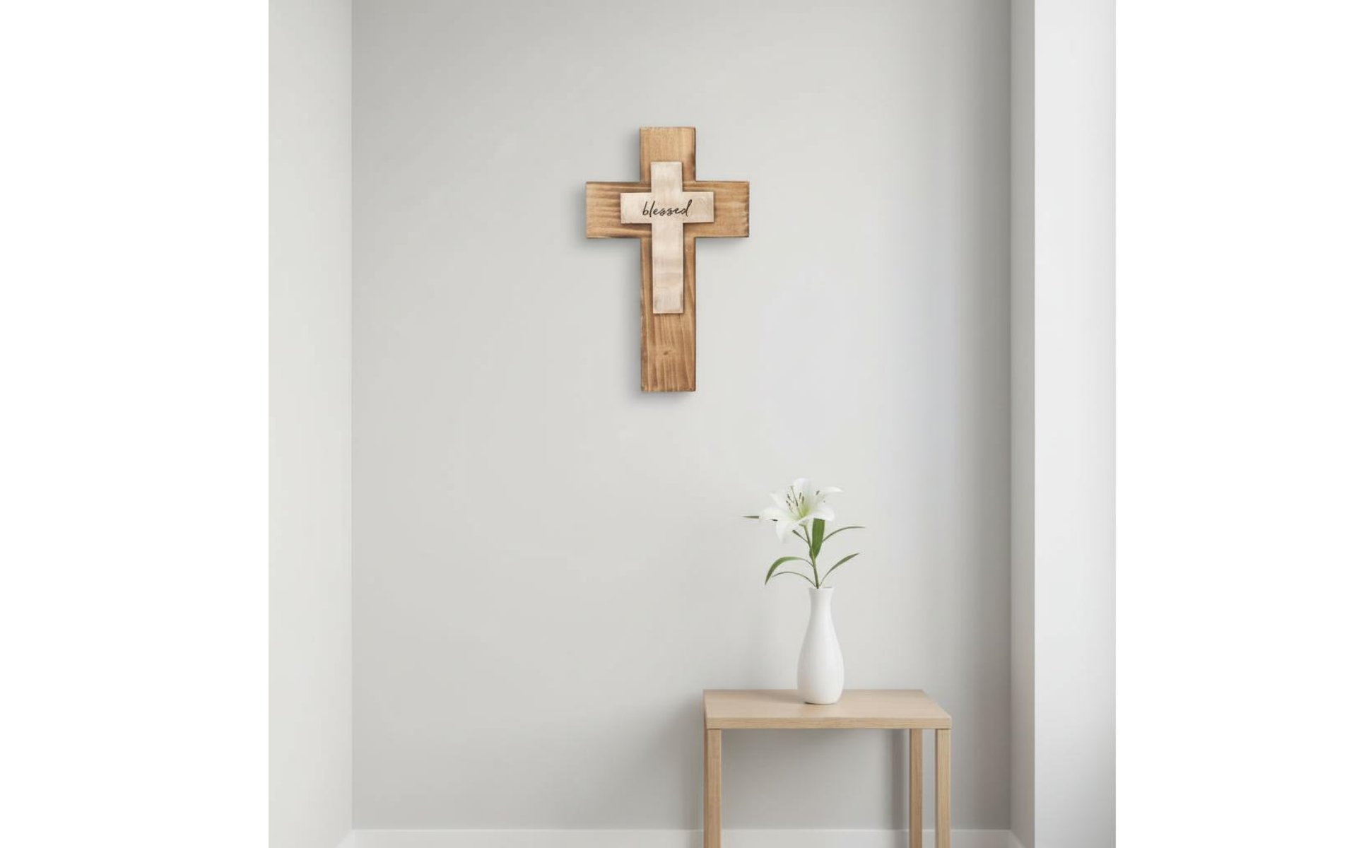 Layered Wood Cross Easter Gift Wooden Wall Cross Ready to Hang for Bedroom, Home