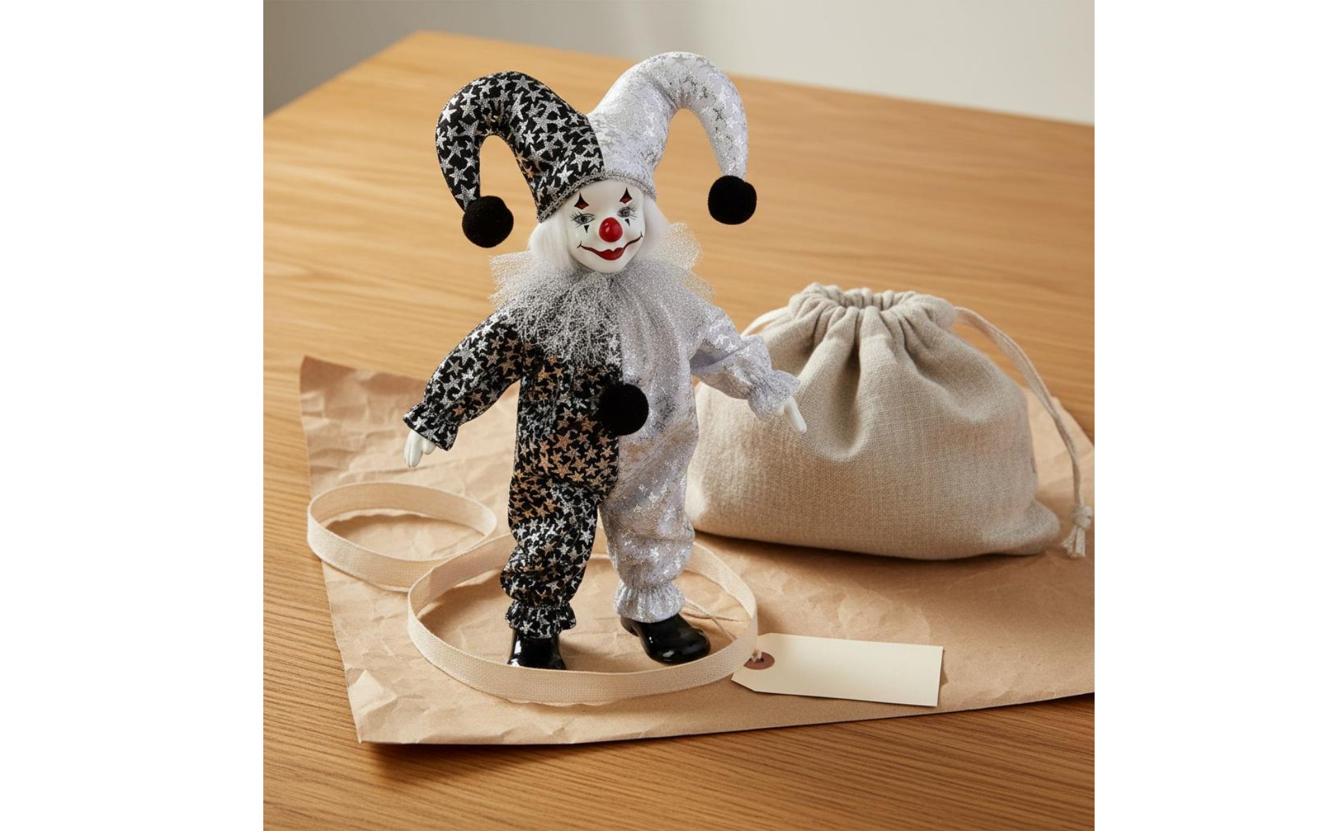 Porzellan Clownpuppe Tonware Clownpuppe Handgemacht für Geschenk, Sammlung