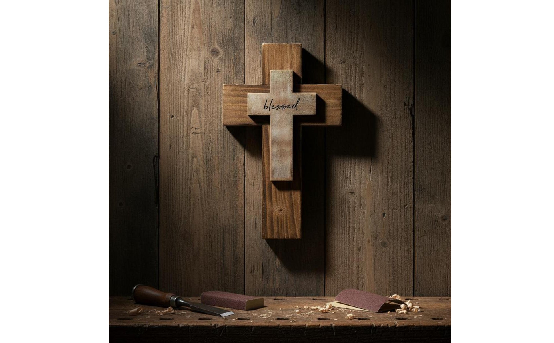Layered Wood Cross Easter Gift Wooden Wall Cross Ready to Hang for Bedroom, Home
