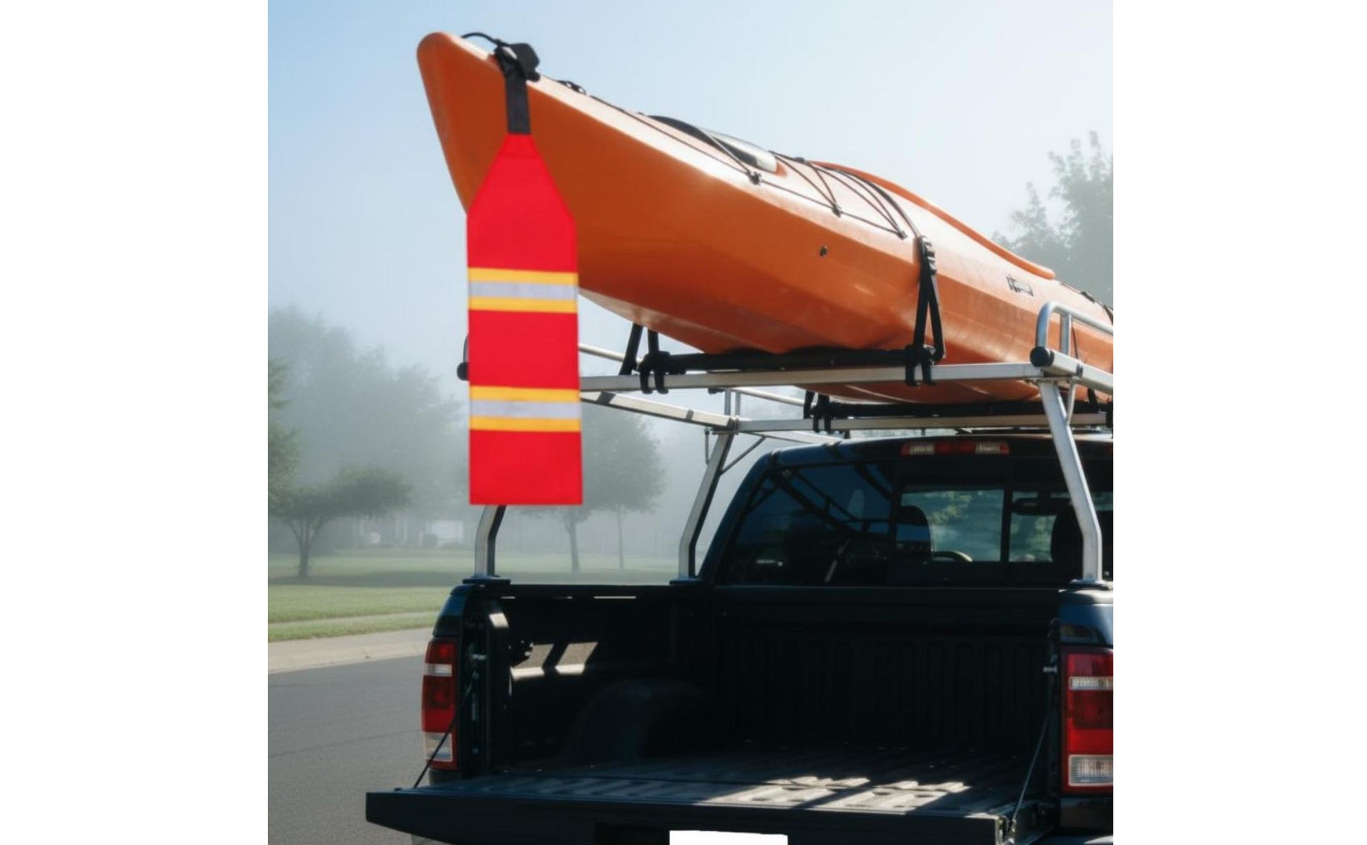 2 Pieces Reflective Red Safety Flag Portable for Boating, Road Travel, Kayakers