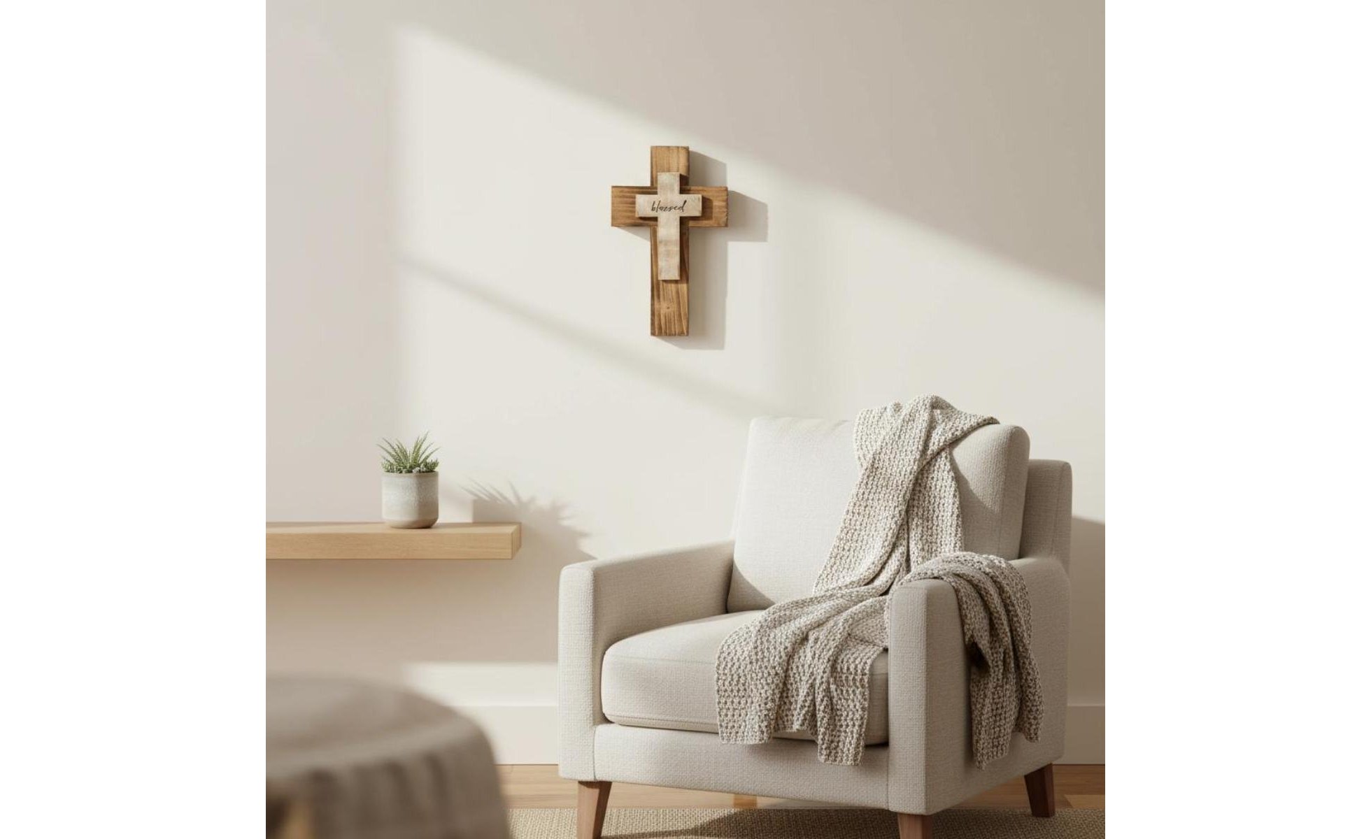 Layered Wood Cross Easter Gift Wooden Wall Cross Ready to Hang for Bedroom, Home