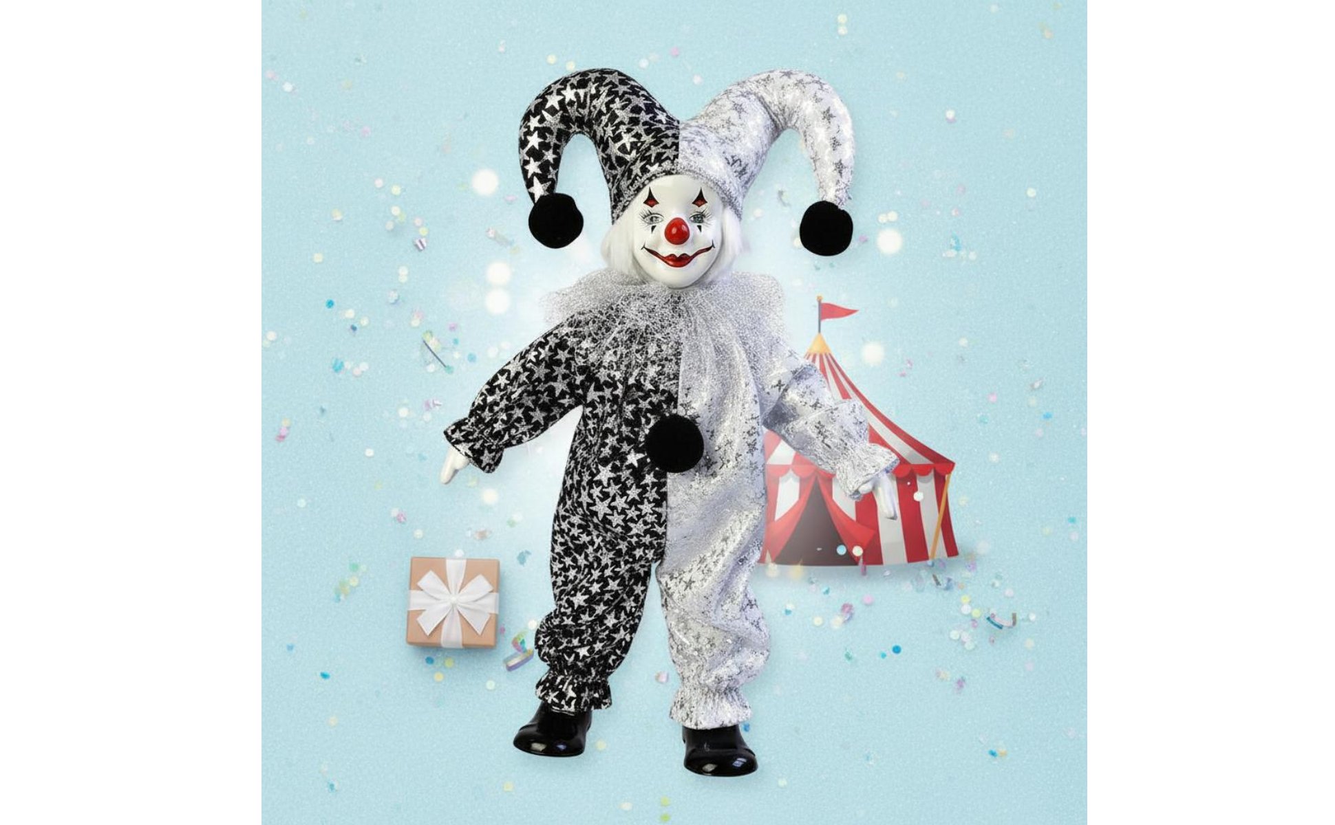 Porzellan Clownpuppe Tonware Clownpuppe Handgemacht für Geschenk, Sammlung