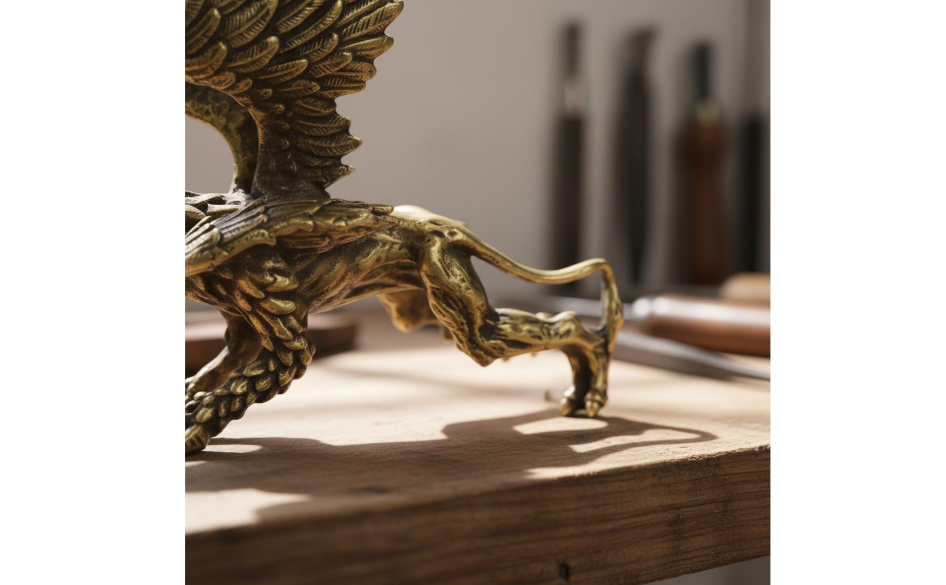 Brassfigur Greif Antik-Look Greifstatue Messingoptik