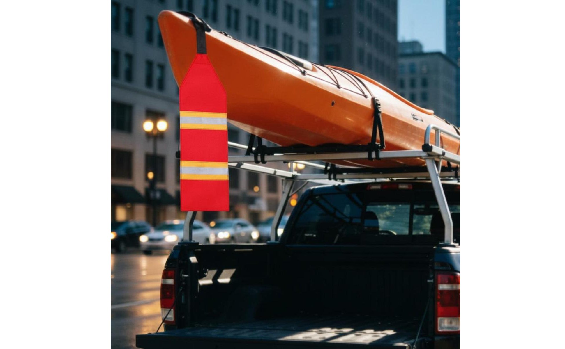 2 Pieces Reflective Red Safety Flag Portable for Boating, Road Travel, Kayakers