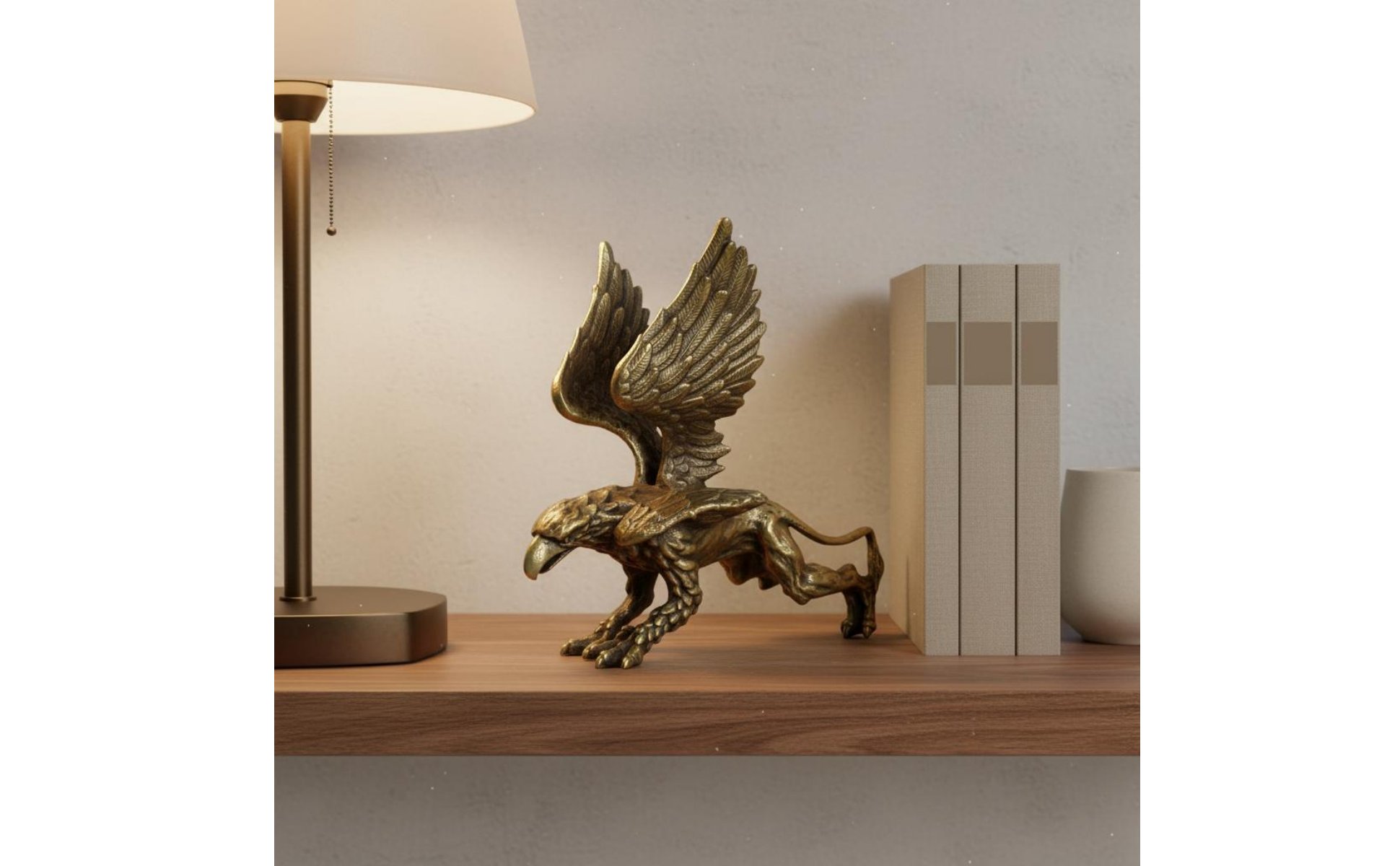 Brassfigur Greif Antik-Look Greifstatue Messingoptik