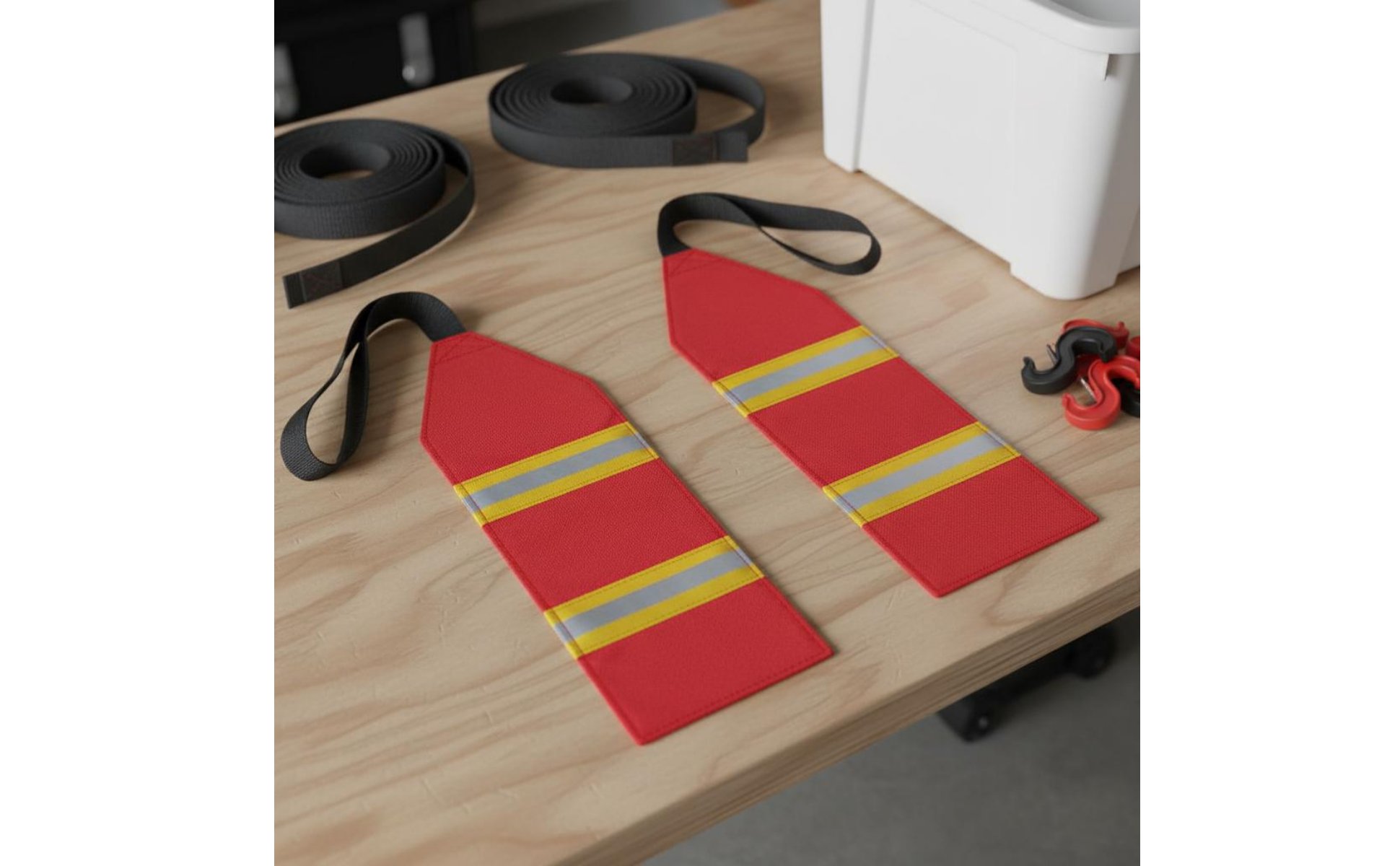 2 Pieces Reflective Red Safety Flag Portable for Boating, Road Travel, Kayakers