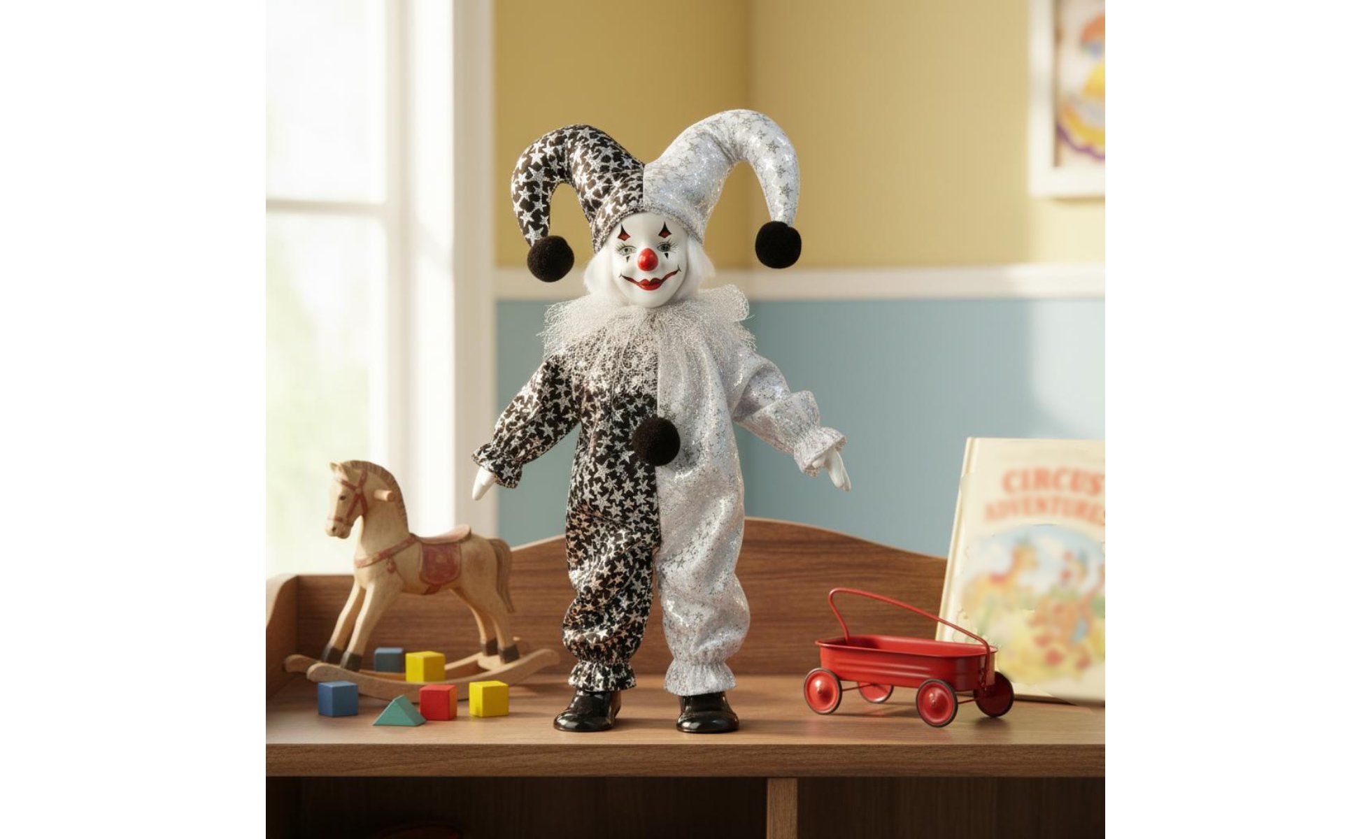 Porzellan Clownpuppe Tonware Clownpuppe Handgemacht für Geschenk, Sammlung