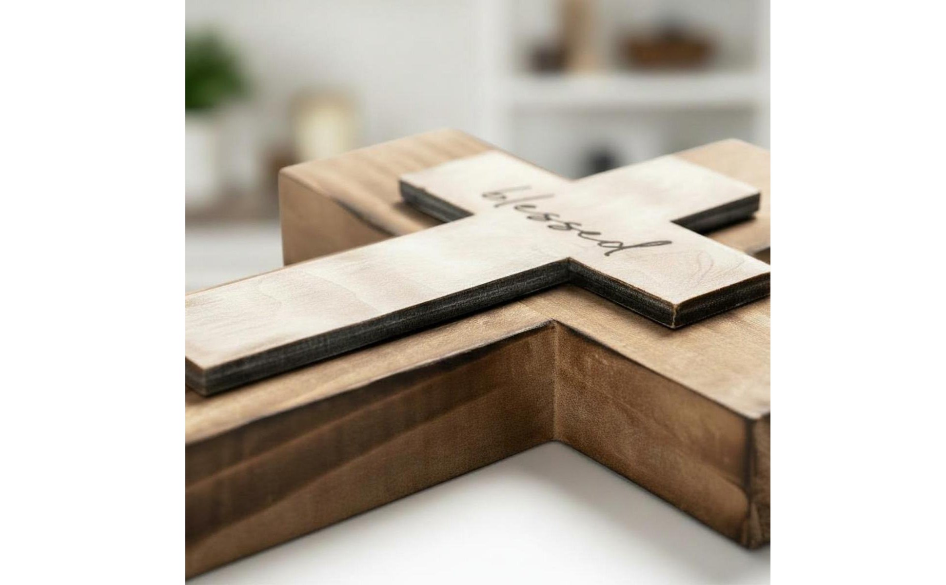 Layered Wood Cross Easter Gift Wooden Wall Cross Ready to Hang for Bedroom, Home