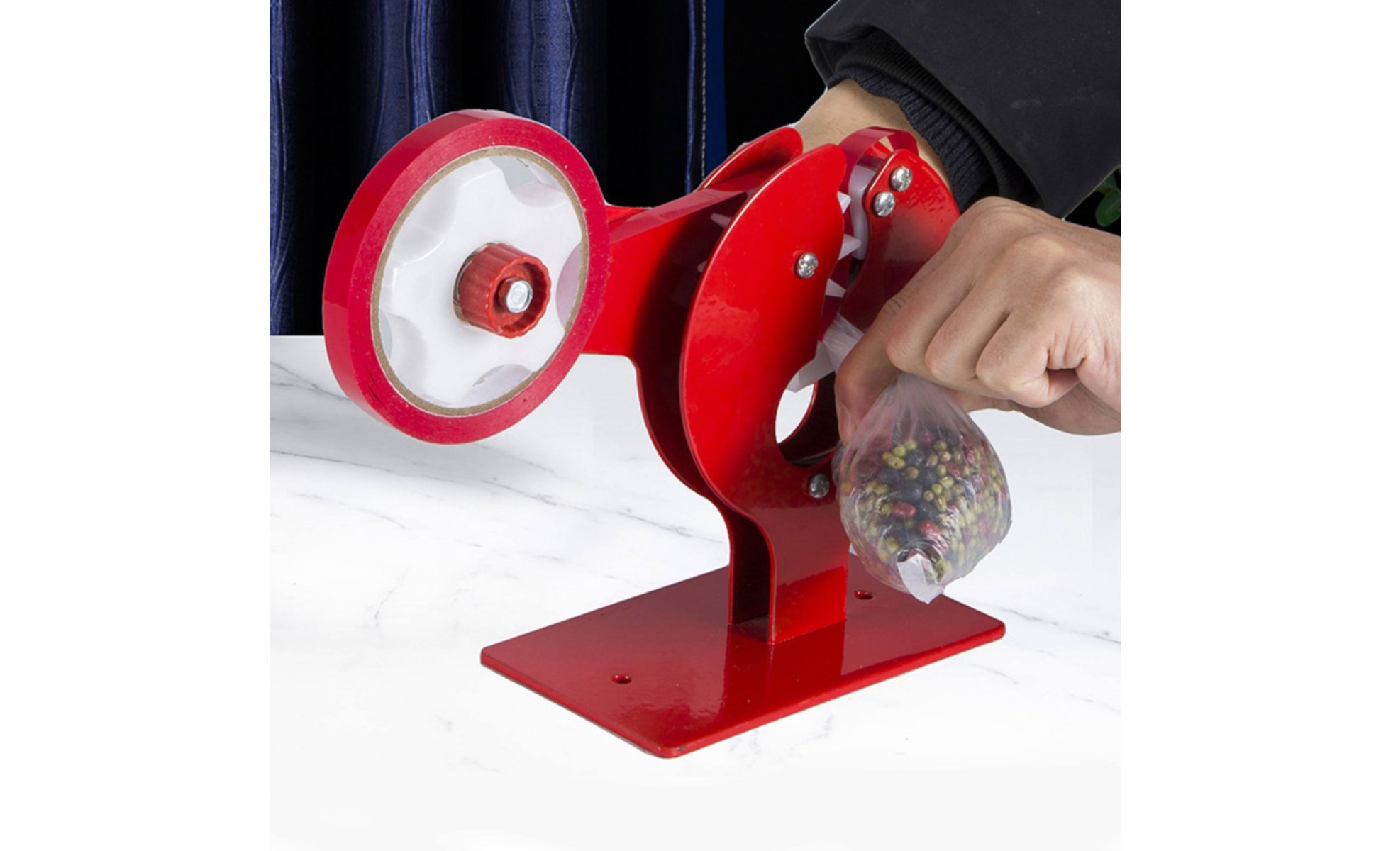 Bag Sealing Tape Dispenser Easy to Use Produce Bag Tying Machine for Supermarket