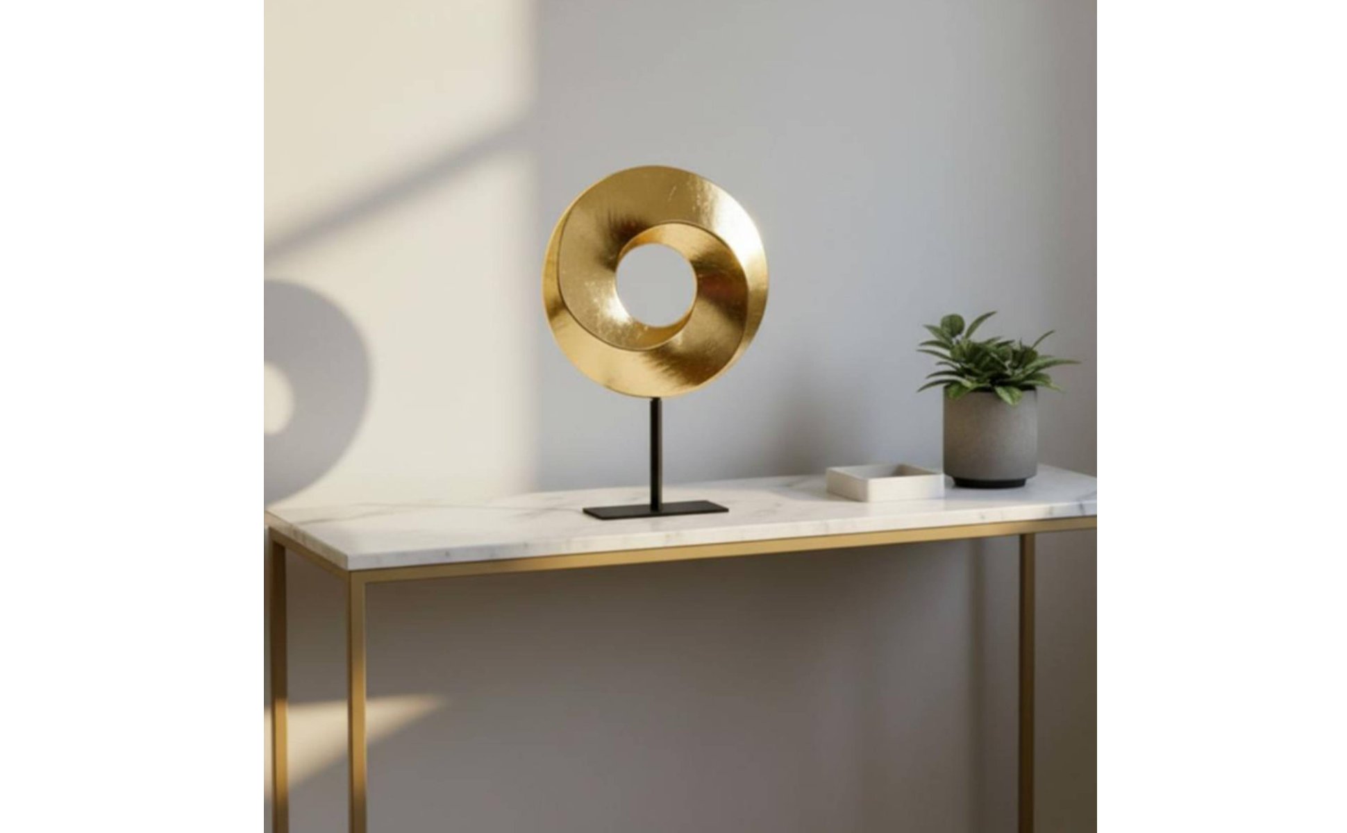 Sculpture Moderne Aspect Luxe Statue Décorative sur Socle Fini Brillant