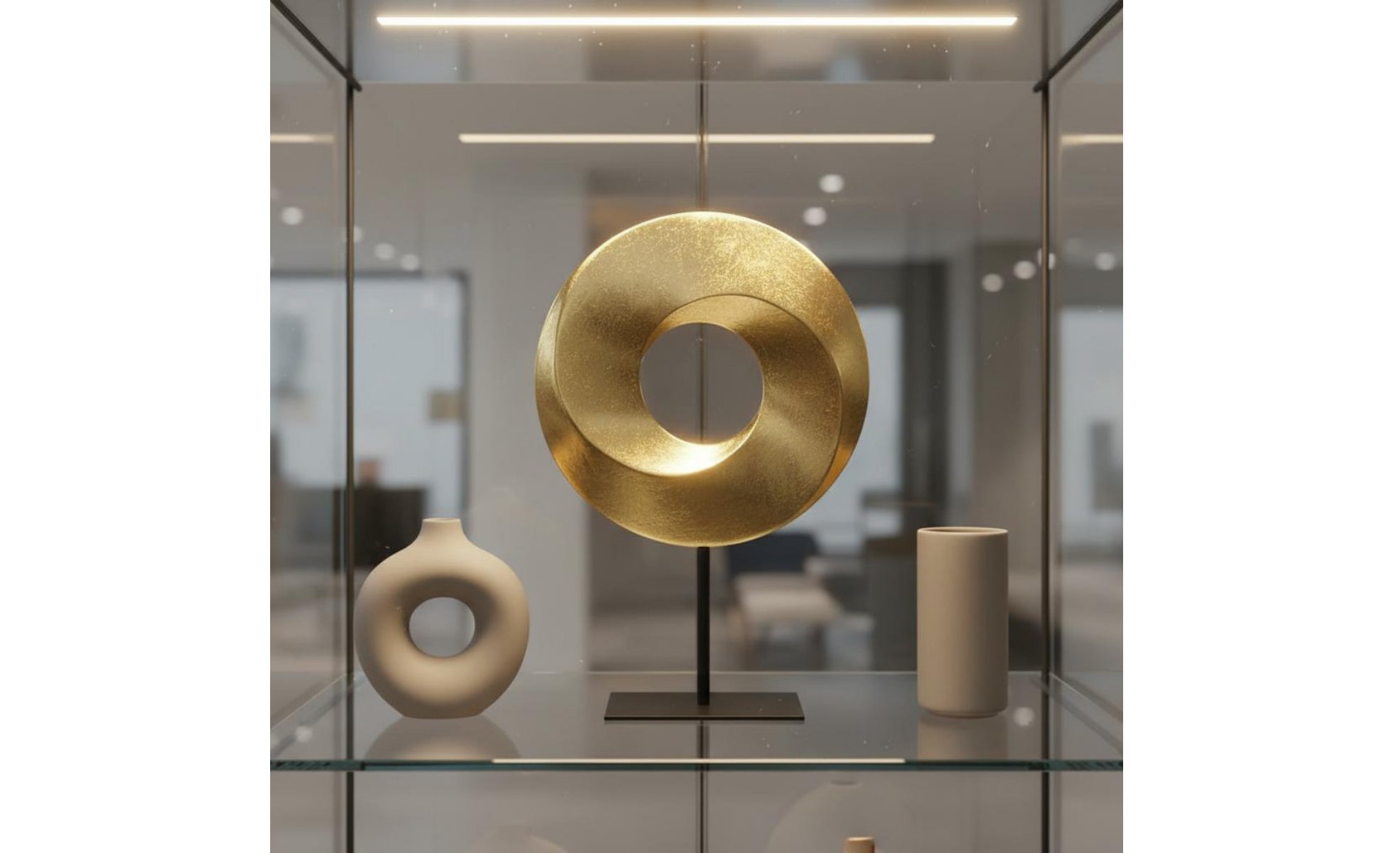 Sculpture Moderne Aspect Luxe Statue Décorative sur Socle Fini Brillant