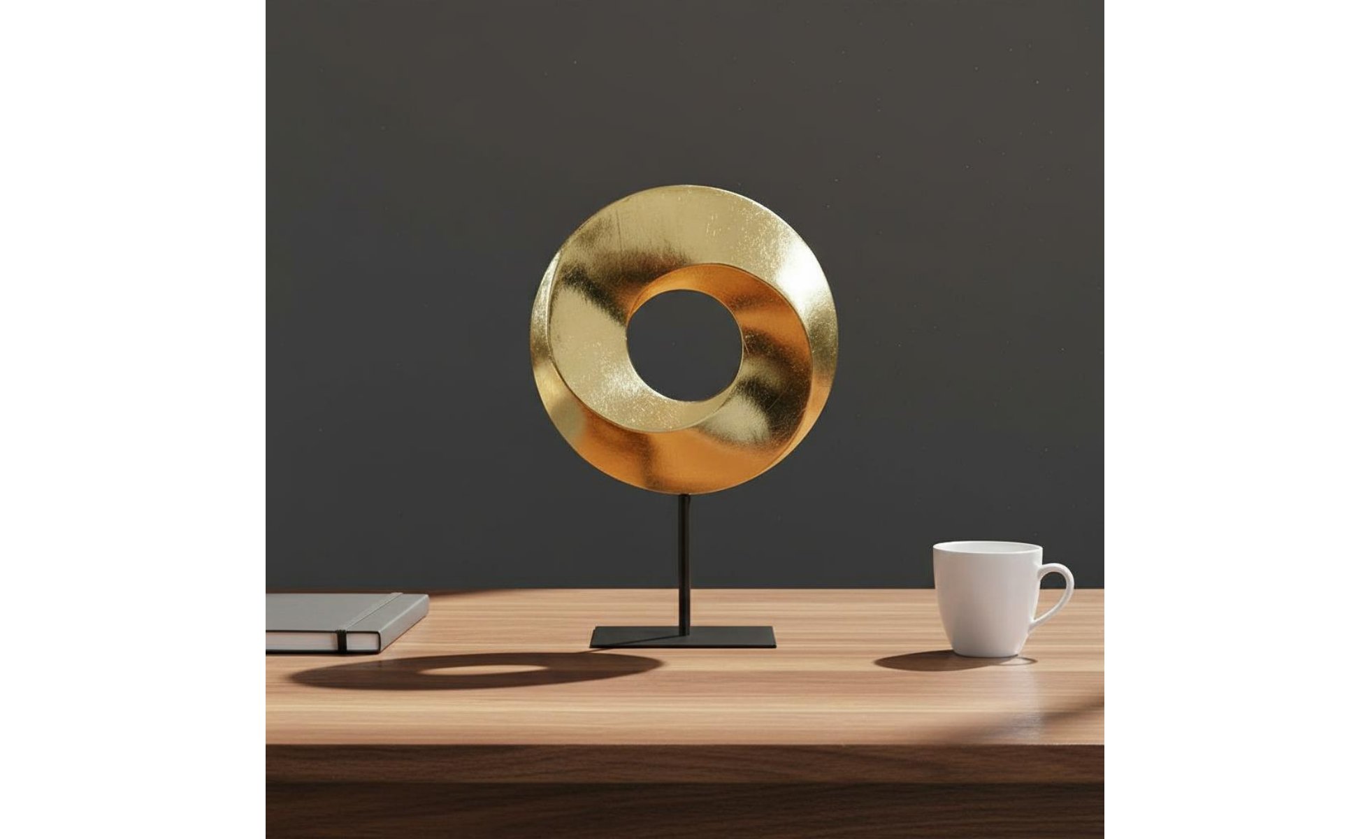 Sculpture Moderne Aspect Luxe Statue Décorative sur Socle Fini Brillant