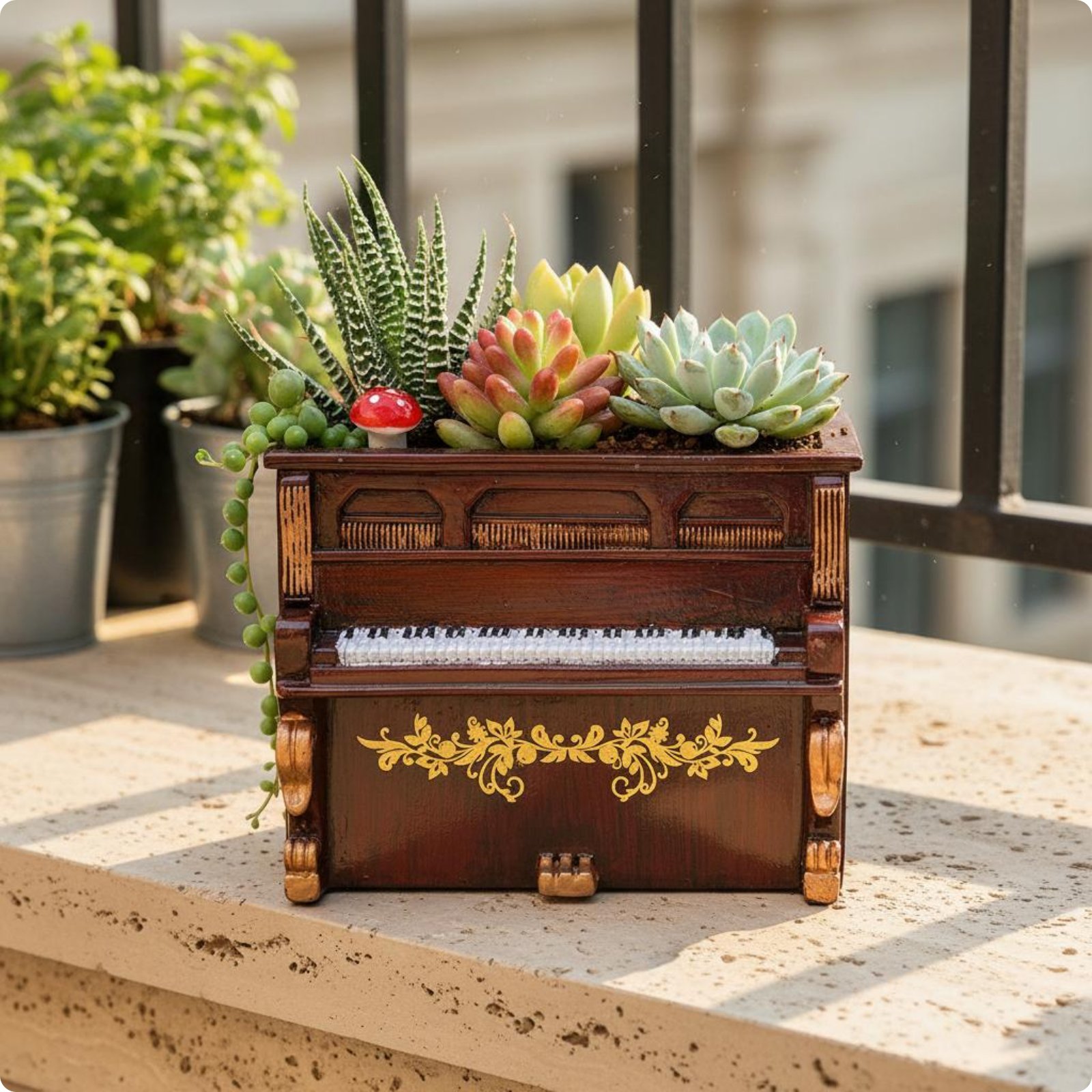 Piano Planter Retro Design Piano Flower Pot Handicraft Finish for Garden, Park