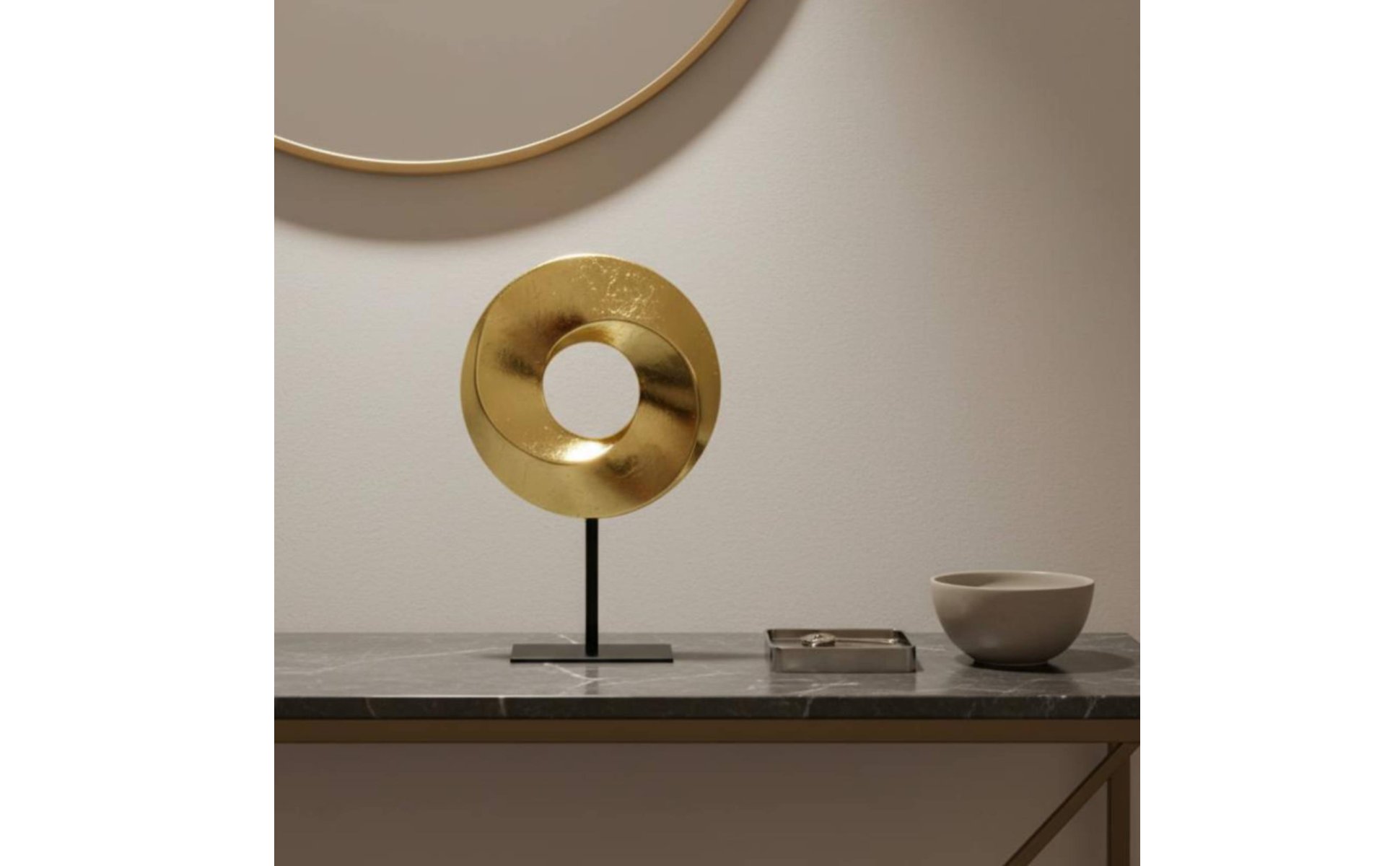 Sculpture Moderne Aspect Luxe Statue Décorative sur Socle Fini Brillant