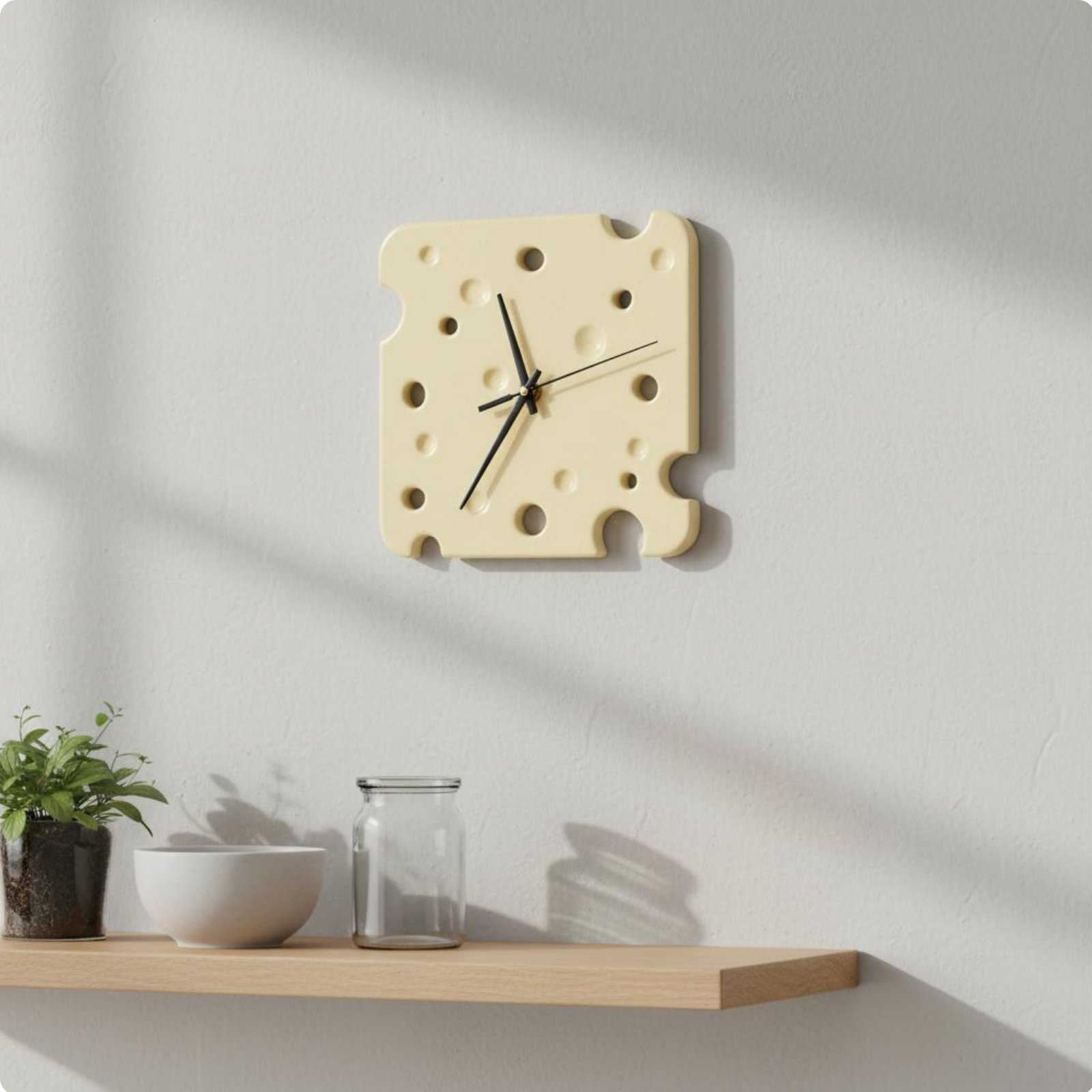 Cheese Shaped Timepiece Noiseless Movement House Decoration for Bedroom, Kitchen