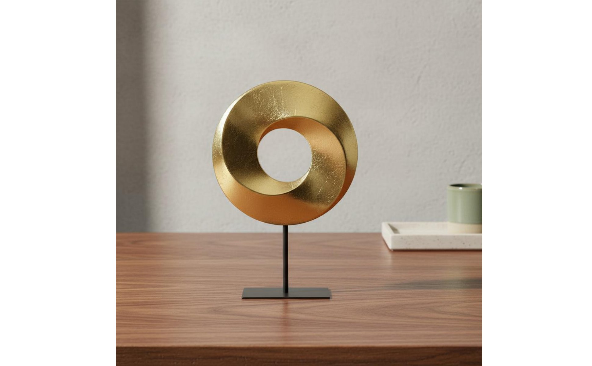 Sculpture Moderne Aspect Luxe Statue Décorative sur Socle Fini Brillant
