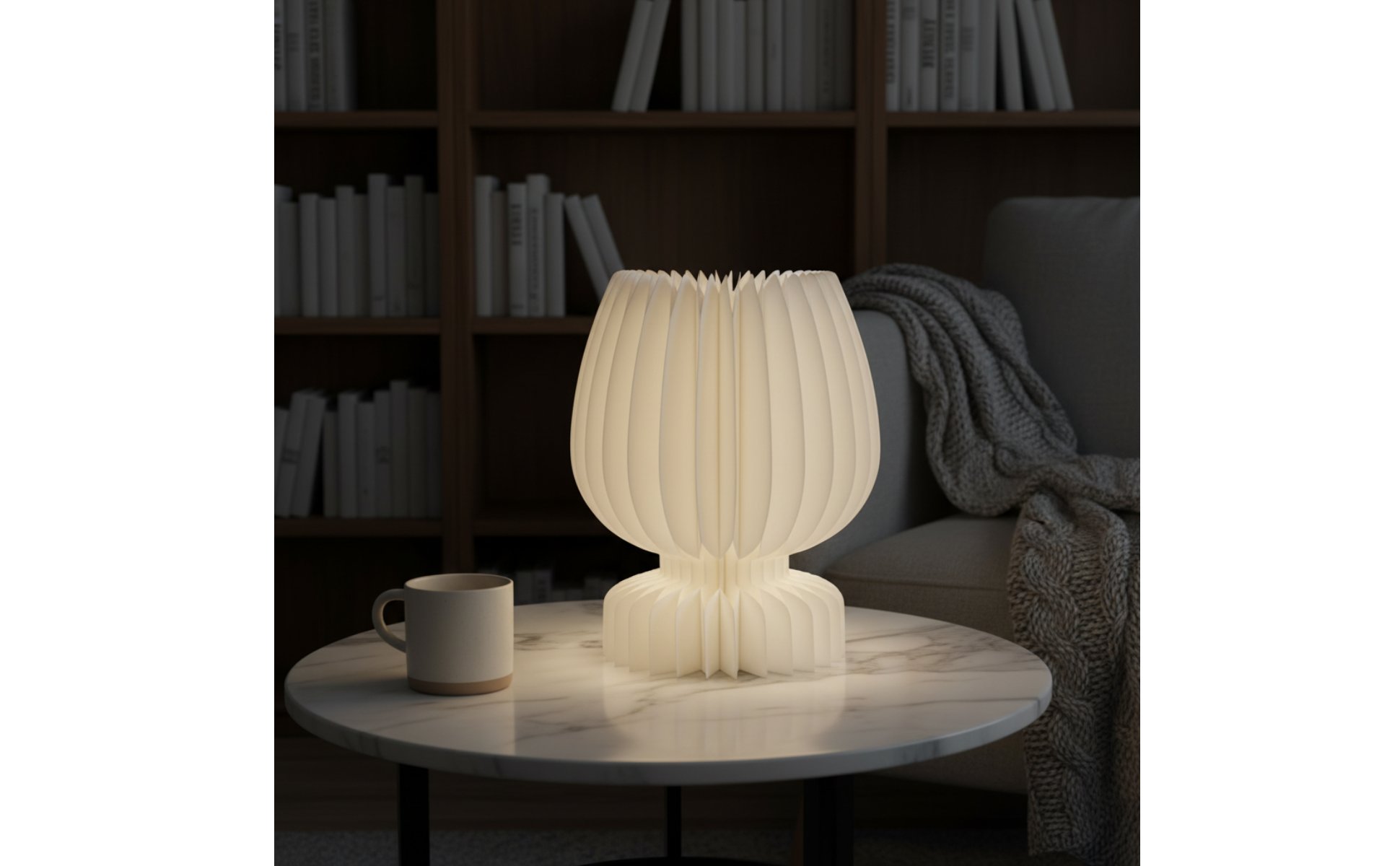 Foldable Paper Lamp Pleated Paper Lampshade for Bedroom, Living Room