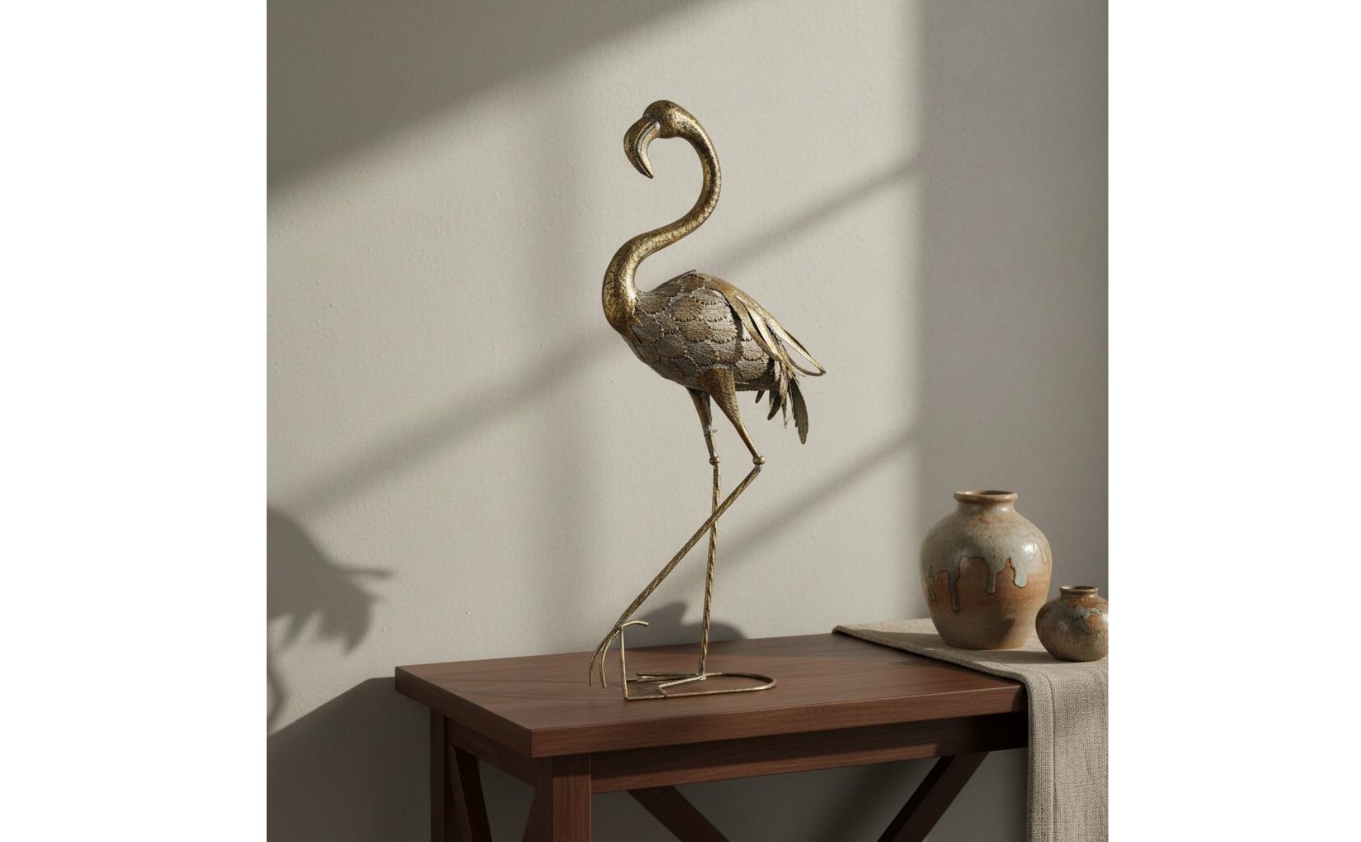 Iron Flamingo Decor Freestanding Flamingo Statue Decorative for Living Room