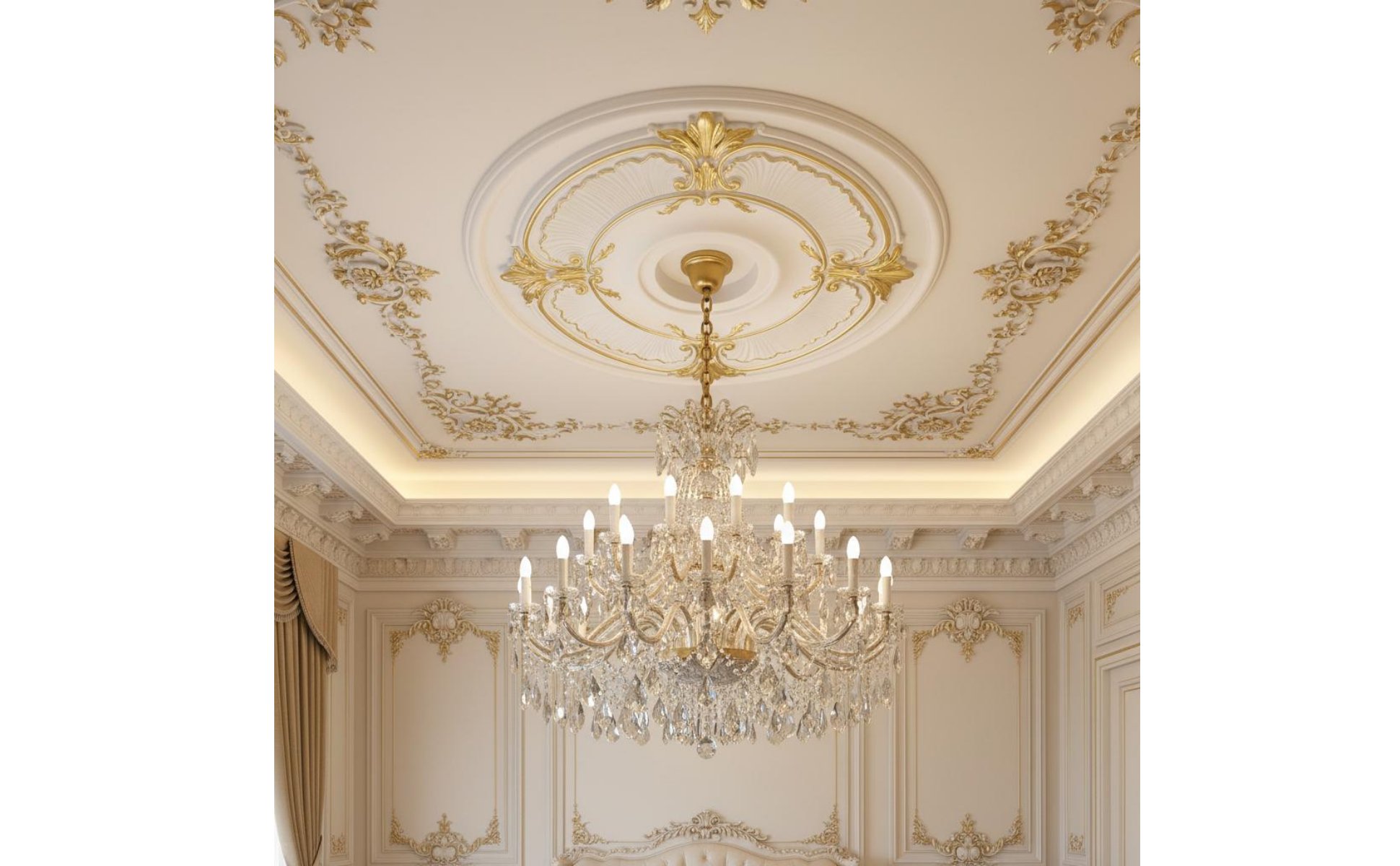 Gold Painted Ceiling Medallion European Design Chandelier Medallion