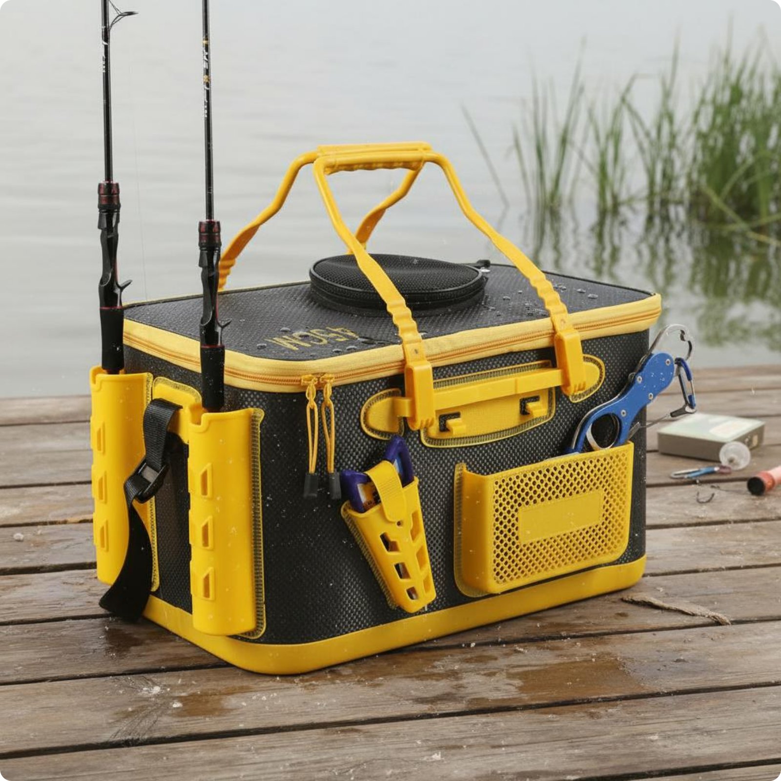 Aerated Catch Pail Thickened Outdoor Gear Side Pocket for Camping, Fishermen