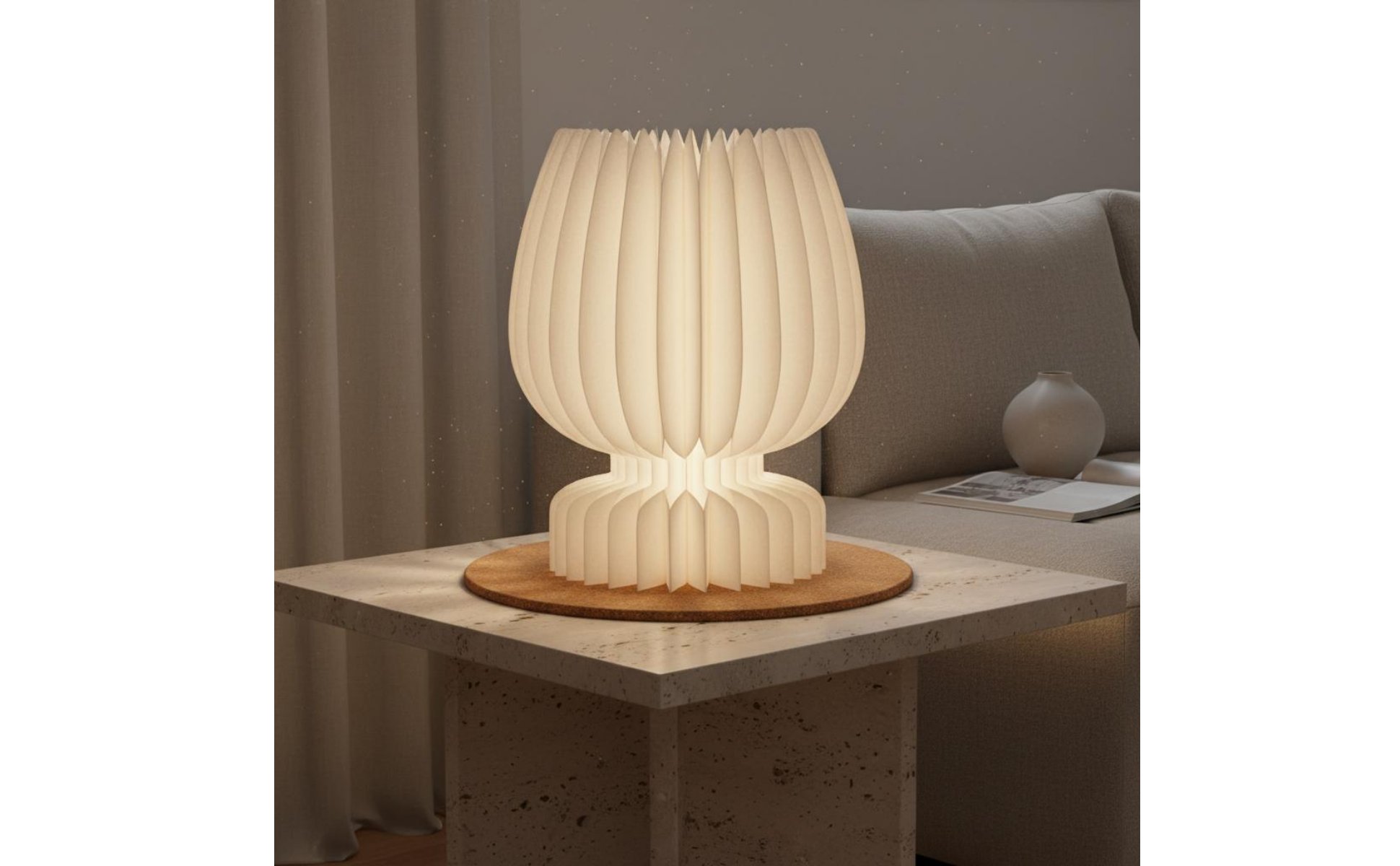 Foldable Paper Lamp Pleated Paper Lampshade for Bedroom, Living Room