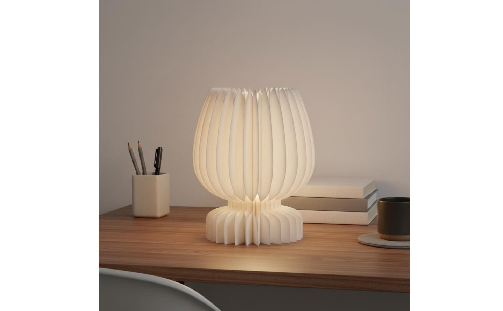 Foldable Paper Lamp Pleated Paper Lampshade for Bedroom, Living Room