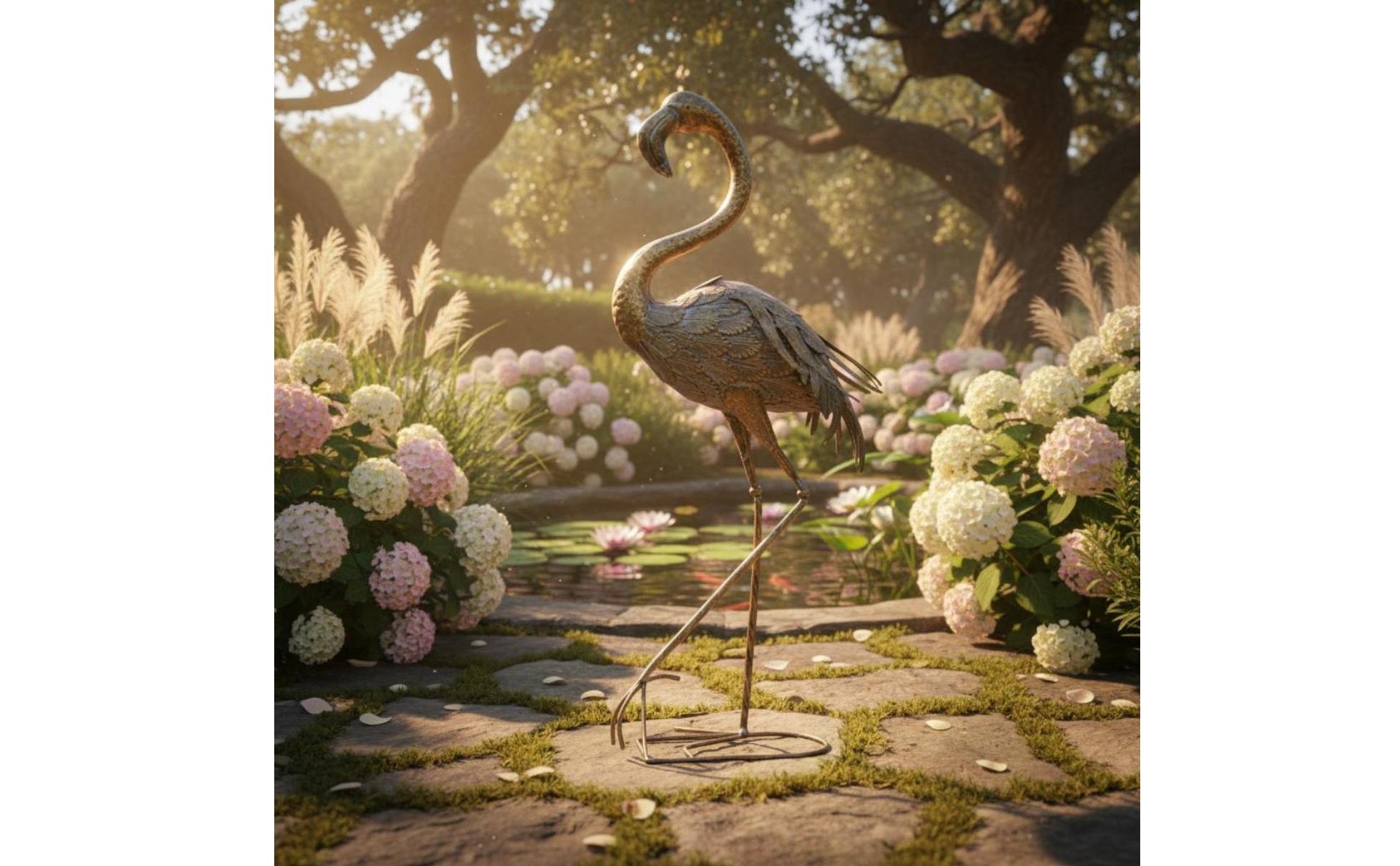 Iron Flamingo Decor Freestanding Flamingo Statue Decorative for Living Room