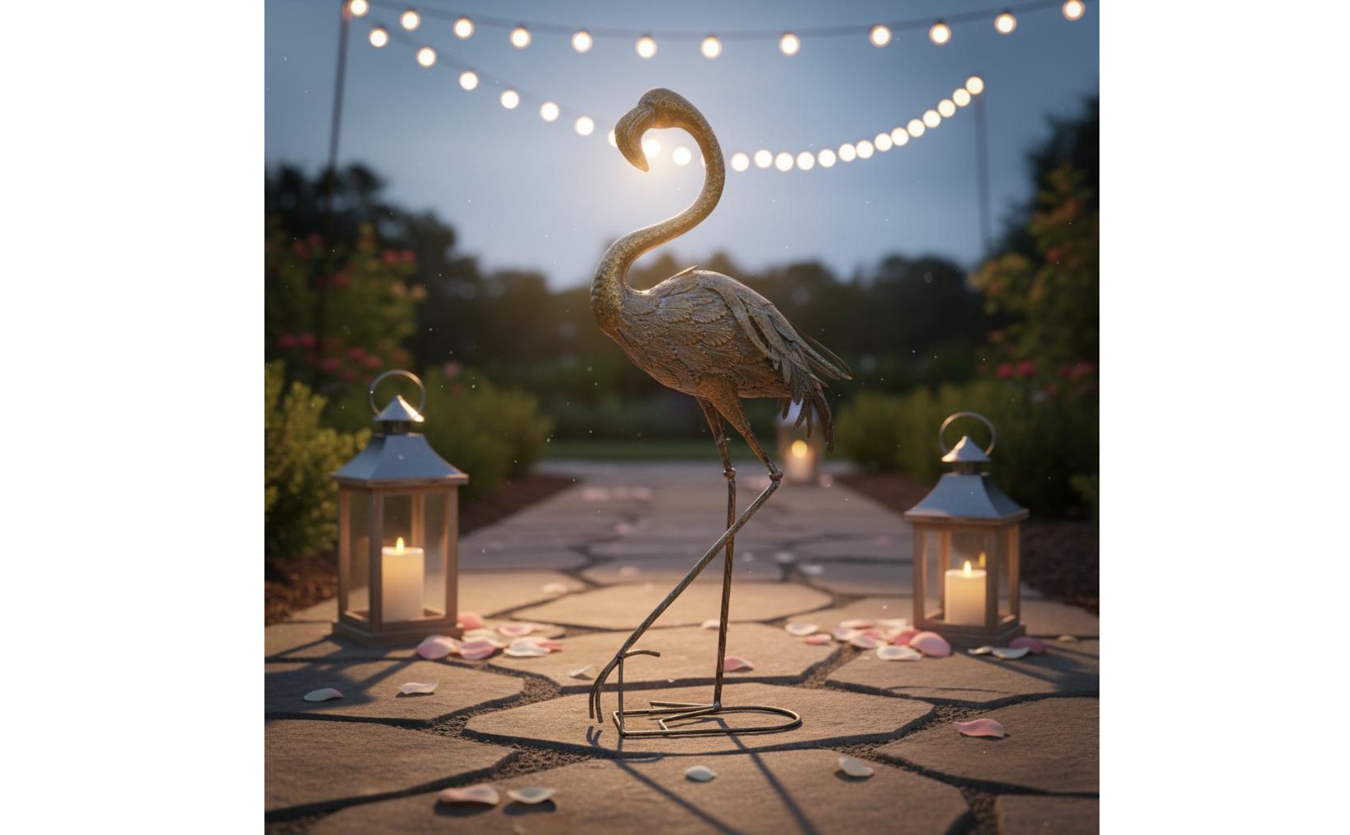 Iron Flamingo Decor Freestanding Flamingo Statue Decorative for Living Room