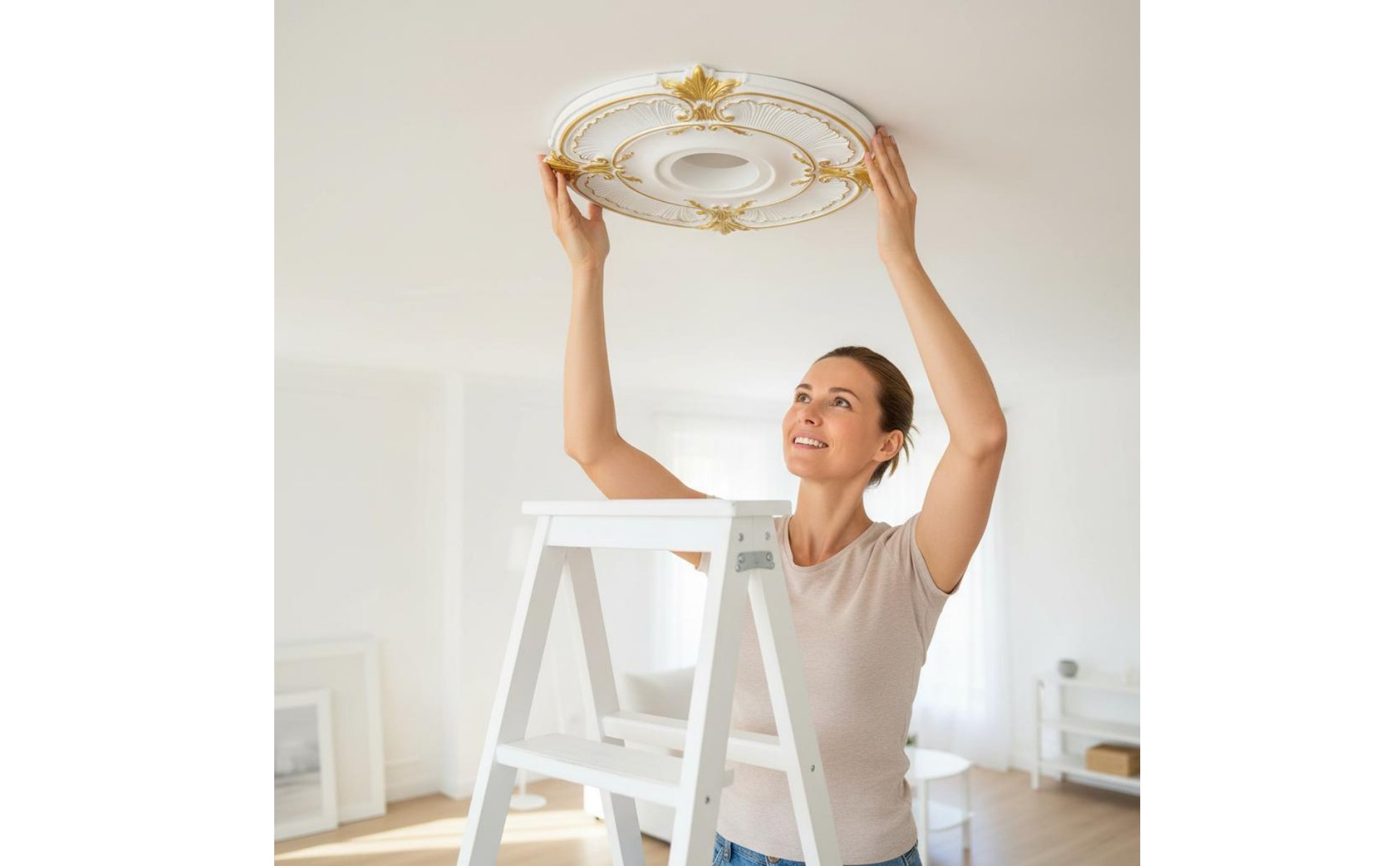 Gold Painted Ceiling Medallion European Design Chandelier Medallion