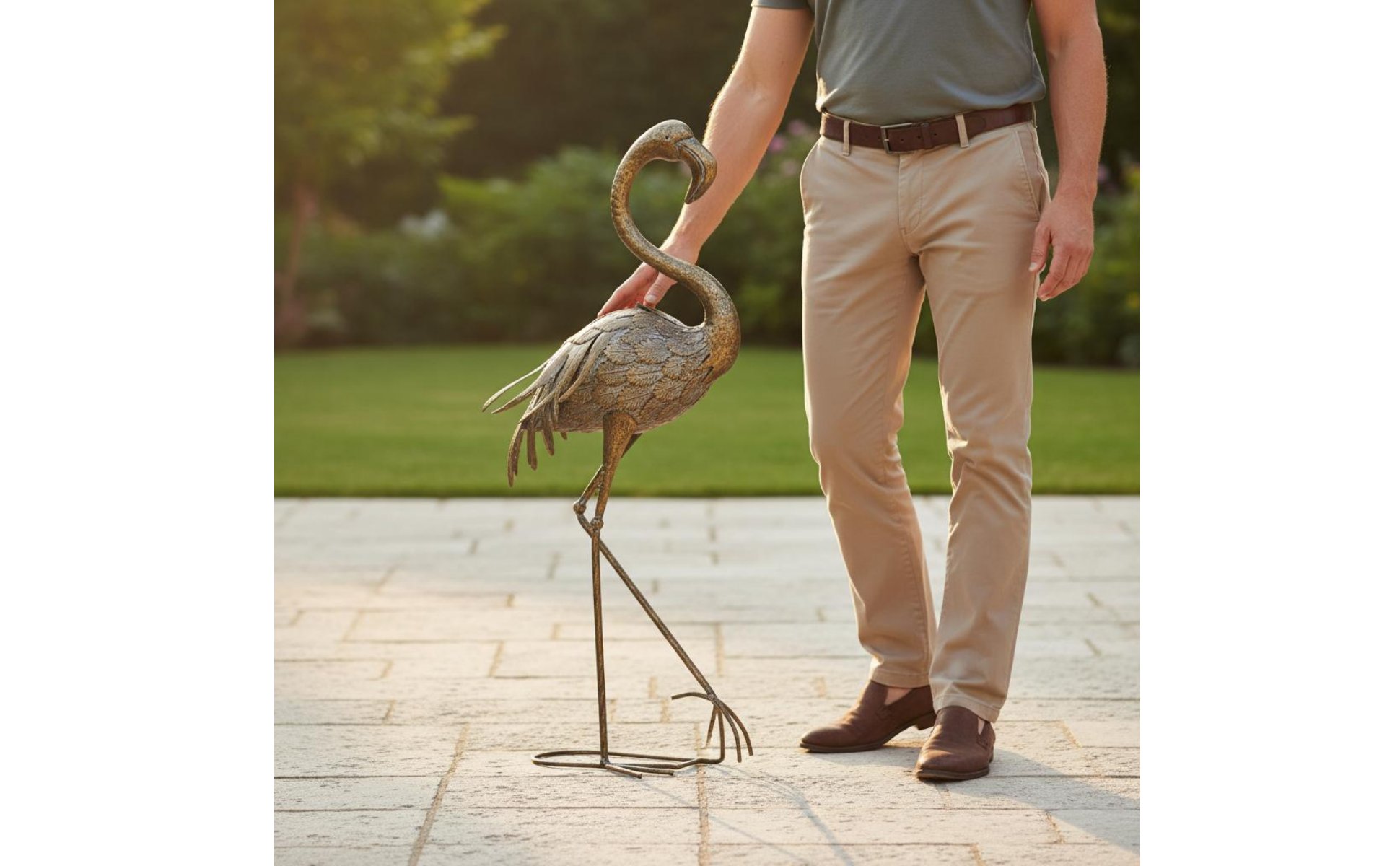 Iron Flamingo Decor Freestanding Flamingo Statue Decorative for Living Room