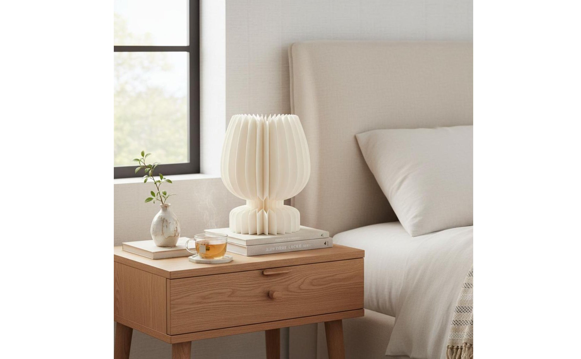 Foldable Paper Lamp Pleated Paper Lampshade for Bedroom, Living Room