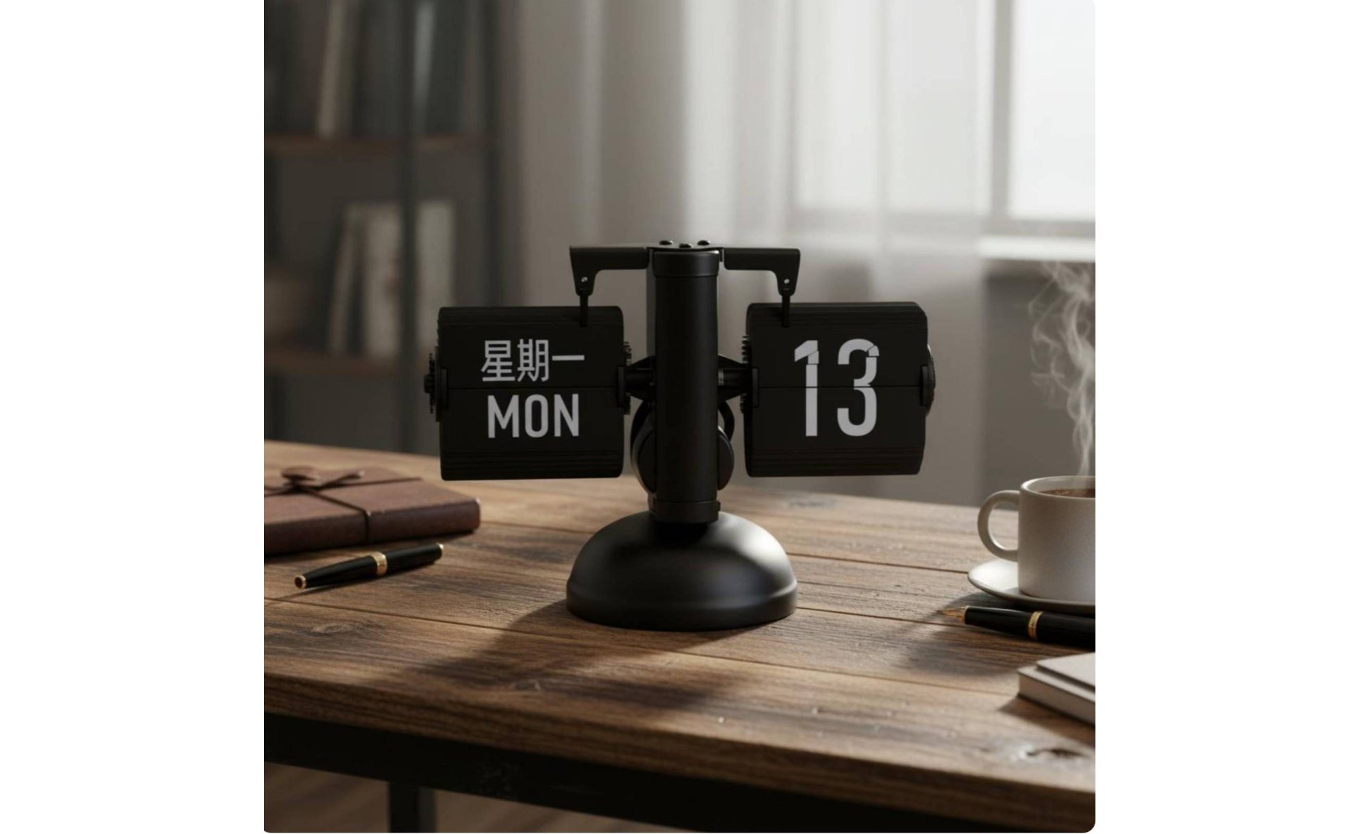Retro Desk Desk Clock Date and Day Display Calendar Flip Desk Clock