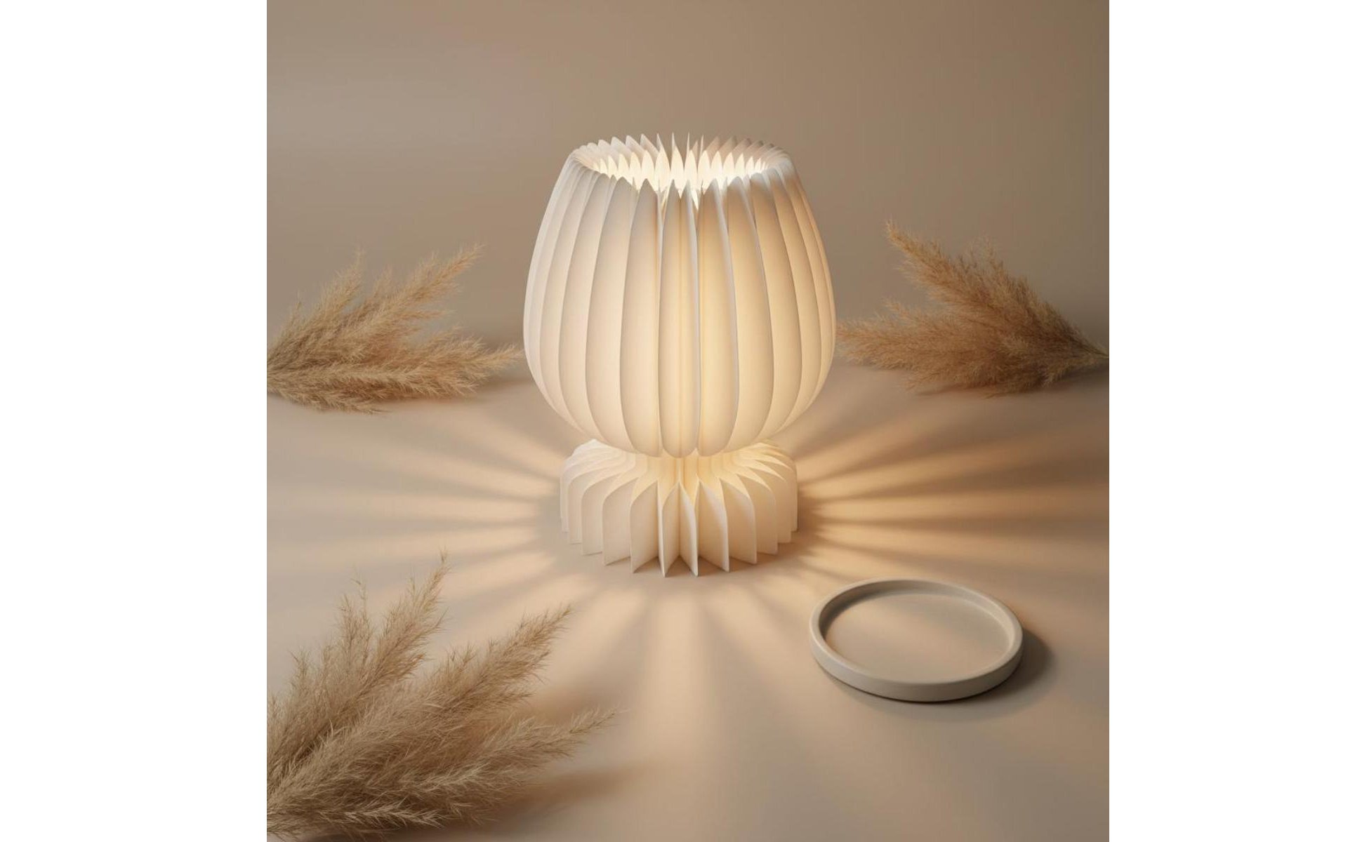 Foldable Paper Lamp Pleated Paper Lampshade for Bedroom, Living Room