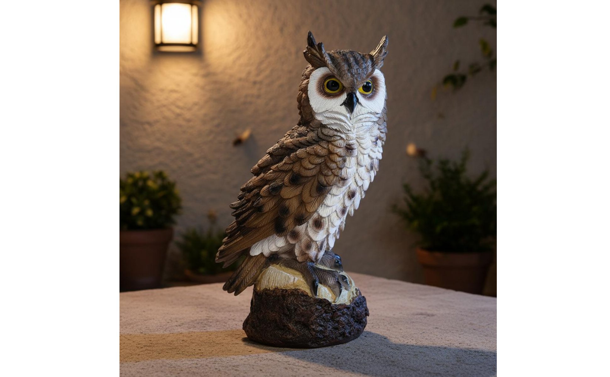 Eulenfigur Geschenk Zum Einzug Eulendekofigur Realistische Optik für Terrasse