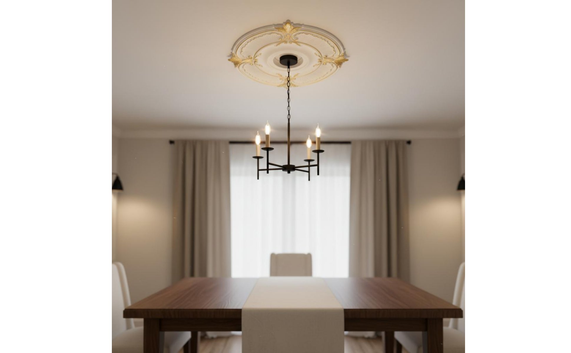 Gold Painted Ceiling Medallion European Design Chandelier Medallion