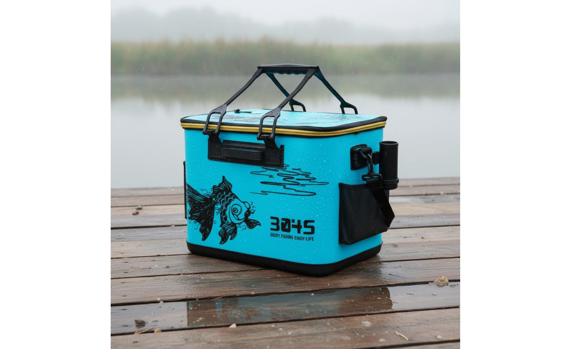 Seau à Poissons EVA Rigide Grande Capacité Boîte de Pêche Étanche Léger