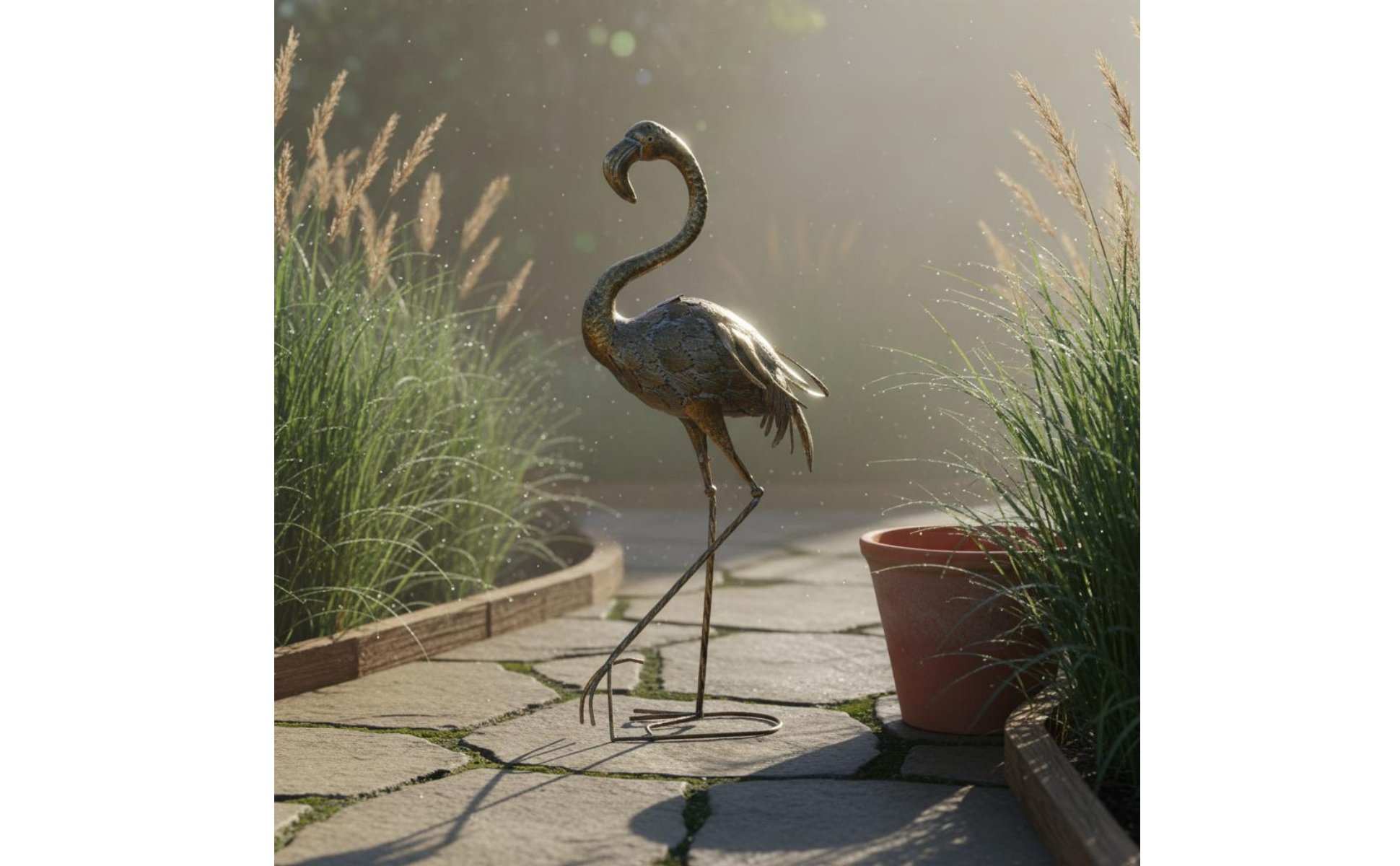 Iron Flamingo Decor Freestanding Flamingo Statue Decorative for Living Room