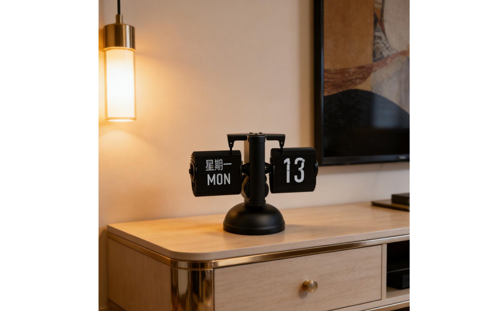 Retro Desk Desk Clock Date and Day Display Calendar Flip Desk Clock
