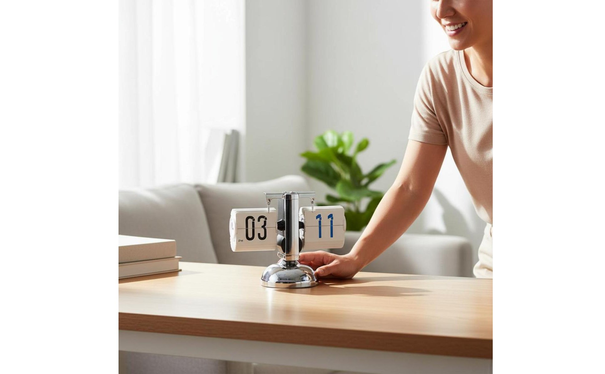 Retro Desk Desk Clock Date and Day Display Calendar Flip Desk Clock