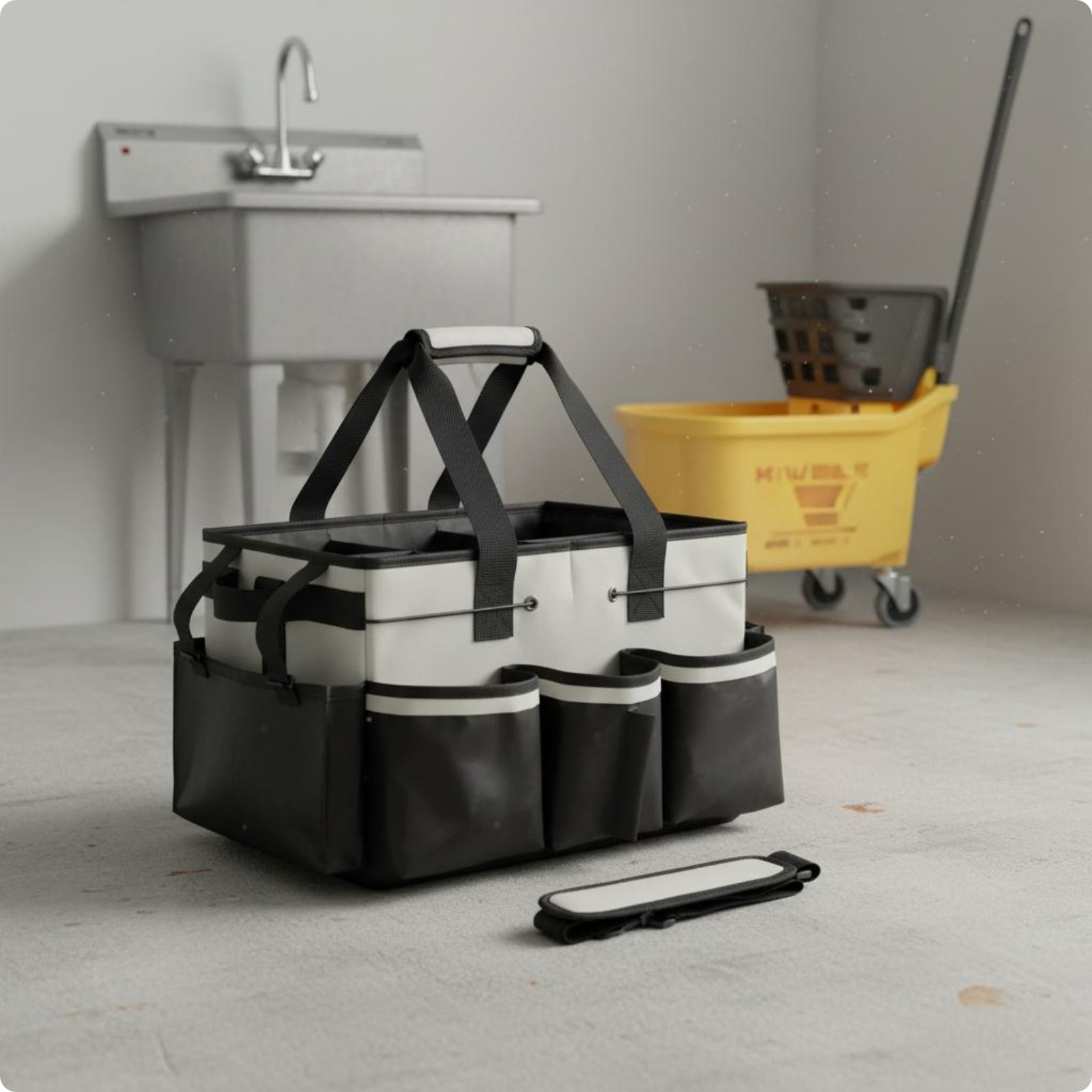 Wearable Cleaning Carrier Portable Wearable Cleaning Bag Multiple Pockets