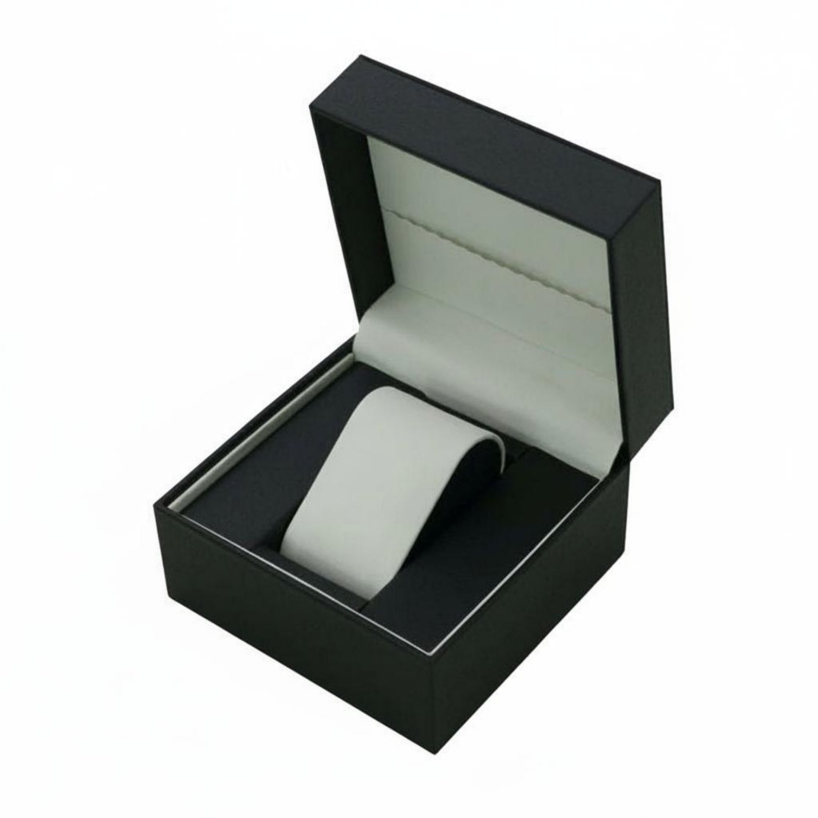 Lizard Grain Texture PU Leather Watch Case Premium Look Hinged-Lid Watch Box Soft Inner Cushion Velvet Velvet Interior for Brand Packaging