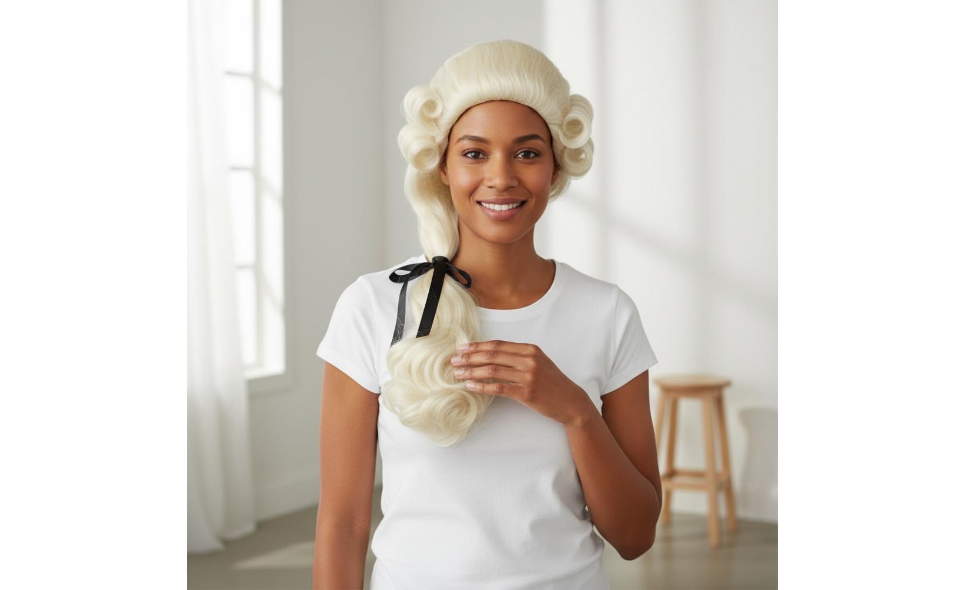 Founding Father Hairpiece Breathable Mesh Barrister Hairpiece Adjustable Size