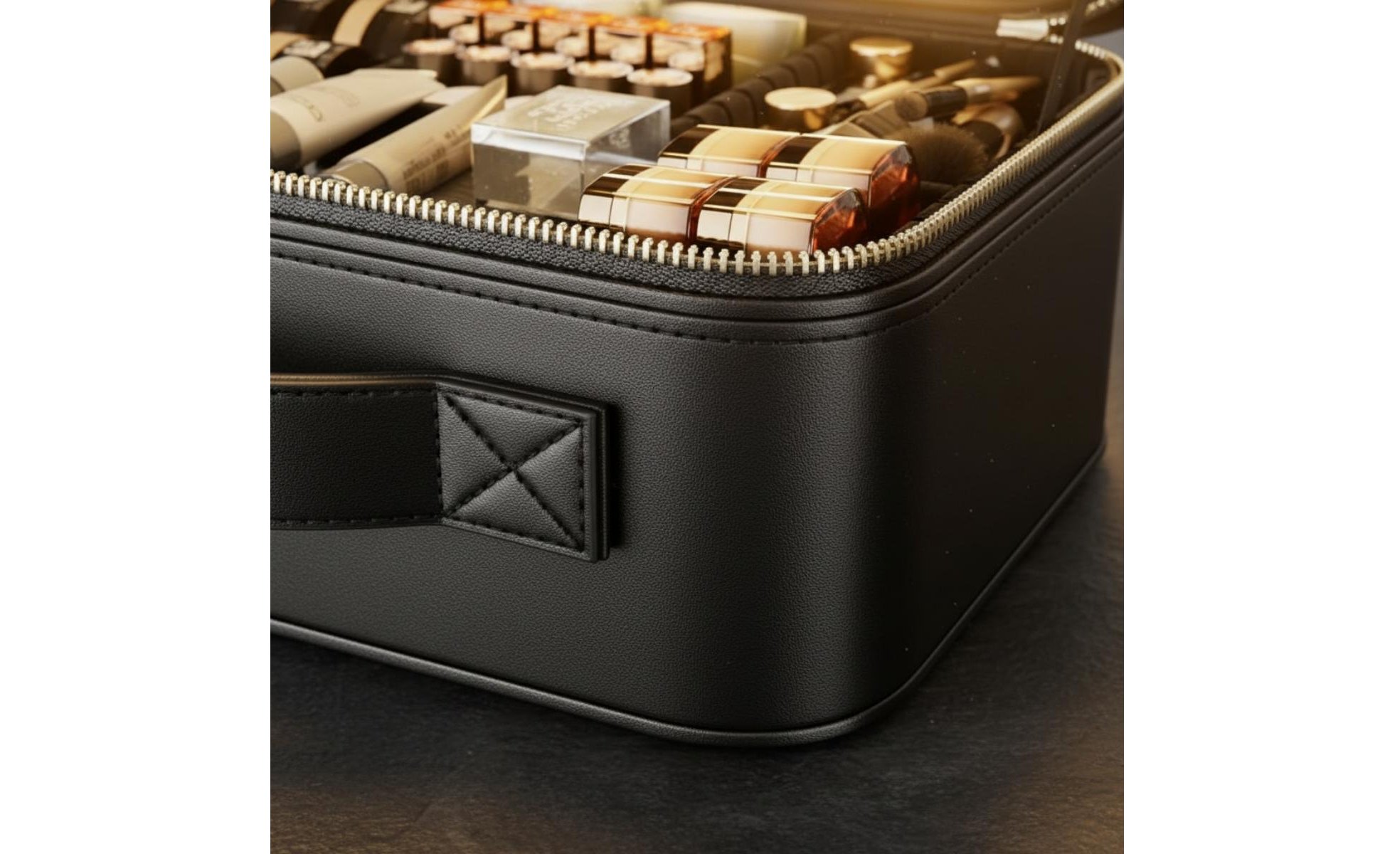 Portable Vanity Case with LED Mirror Large Capacity Lighted Makeup Train Case