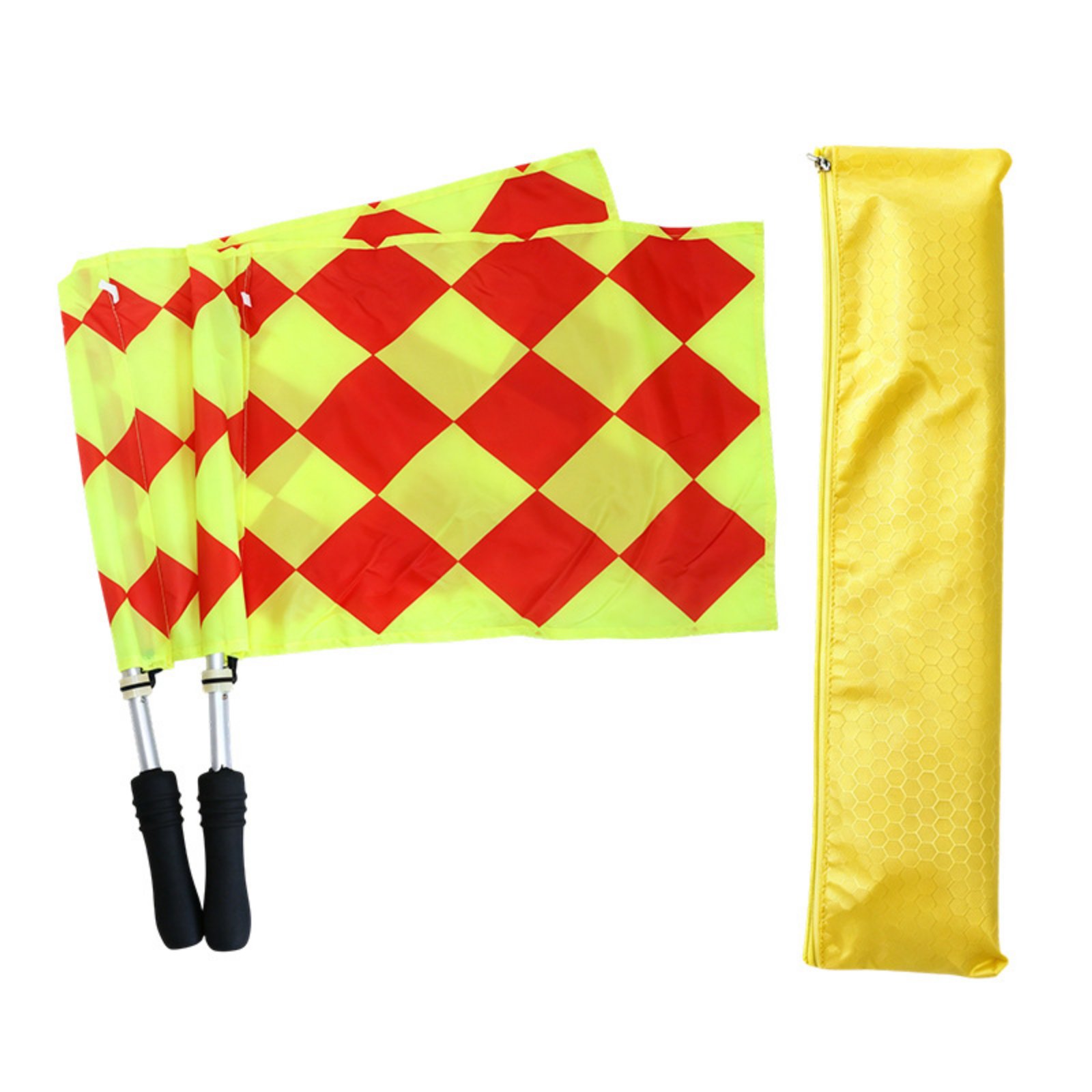 2 Pieces Patrol Flags with Cushioned Grip Sports Referee Linesman Flags with Storage Bag Brightly Colored for Referees, Coaches, Perimeter Marking