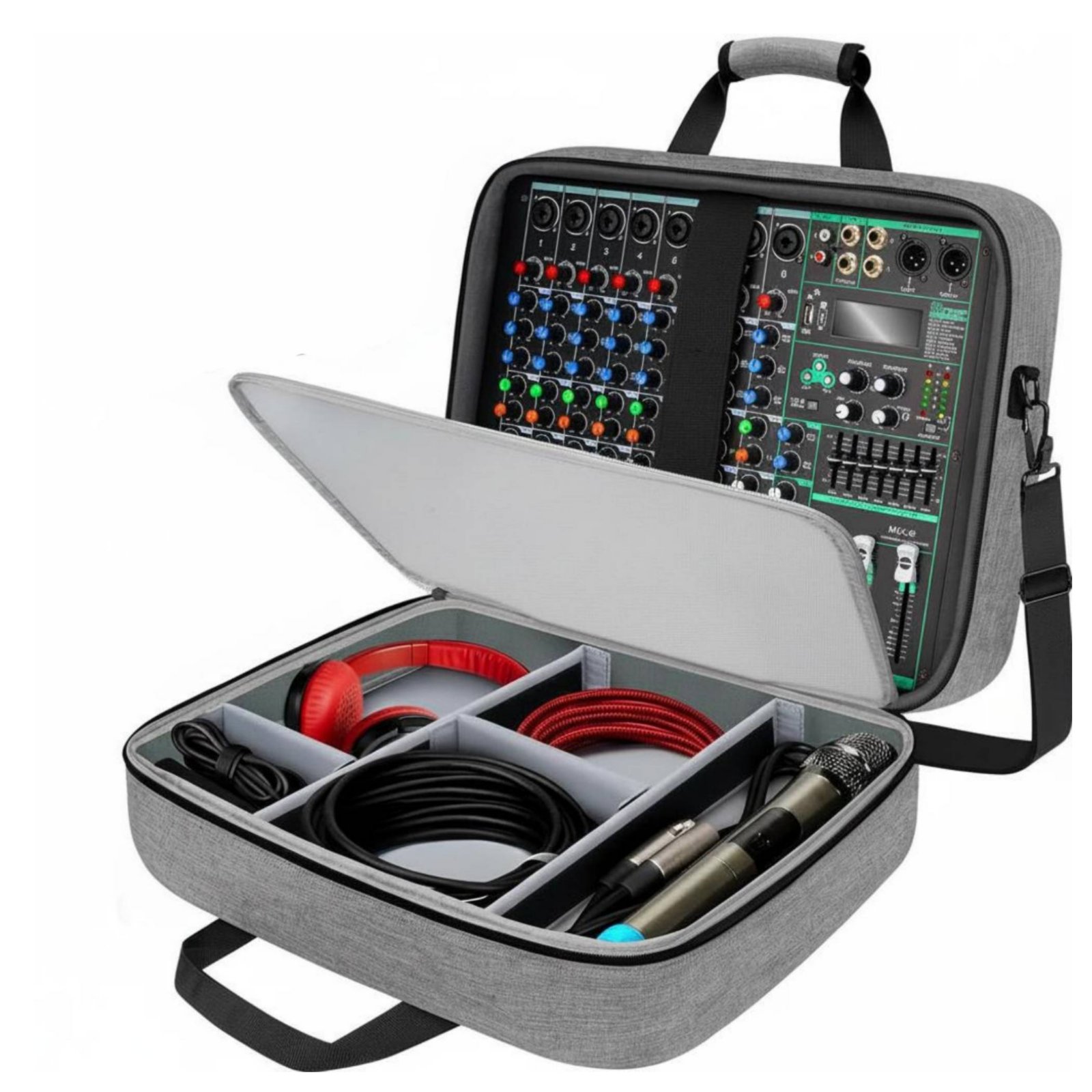 Audio Mixer Carrying Case Multiple Pockets Audio Equipment Storage Bag Triple-Carry Carry Podcast Equipment Bag for Studio