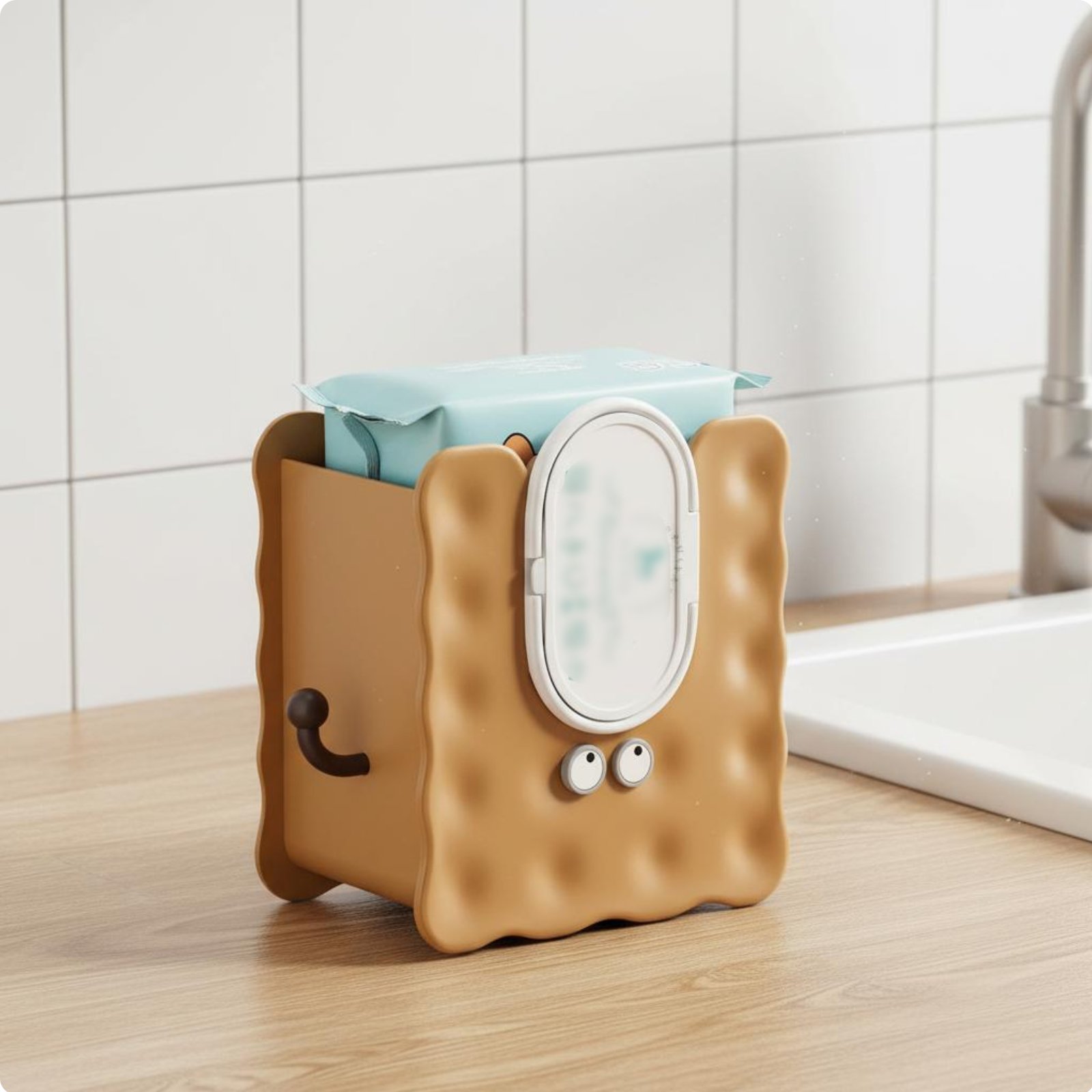 Cookie-Shaped Tissue Holder Complimentary Installation Wall-Mounted Wipe